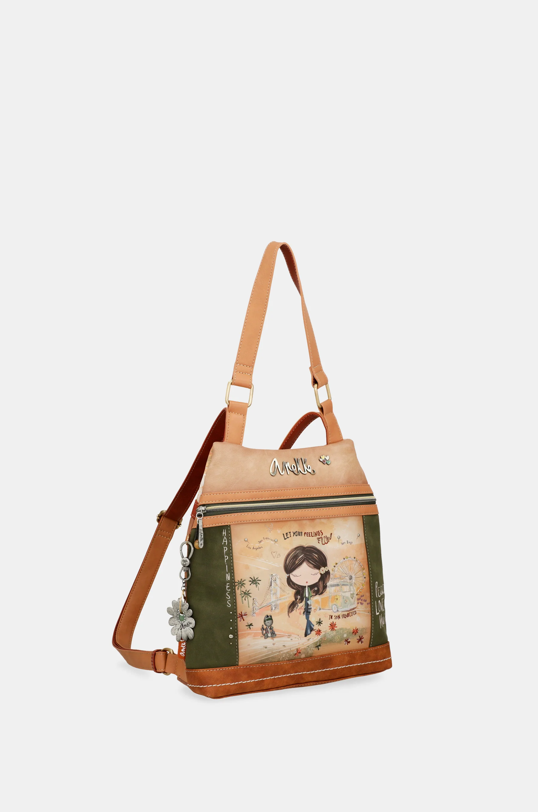 Anekke Peace & Love camel anti-theft backpack - Image 7
