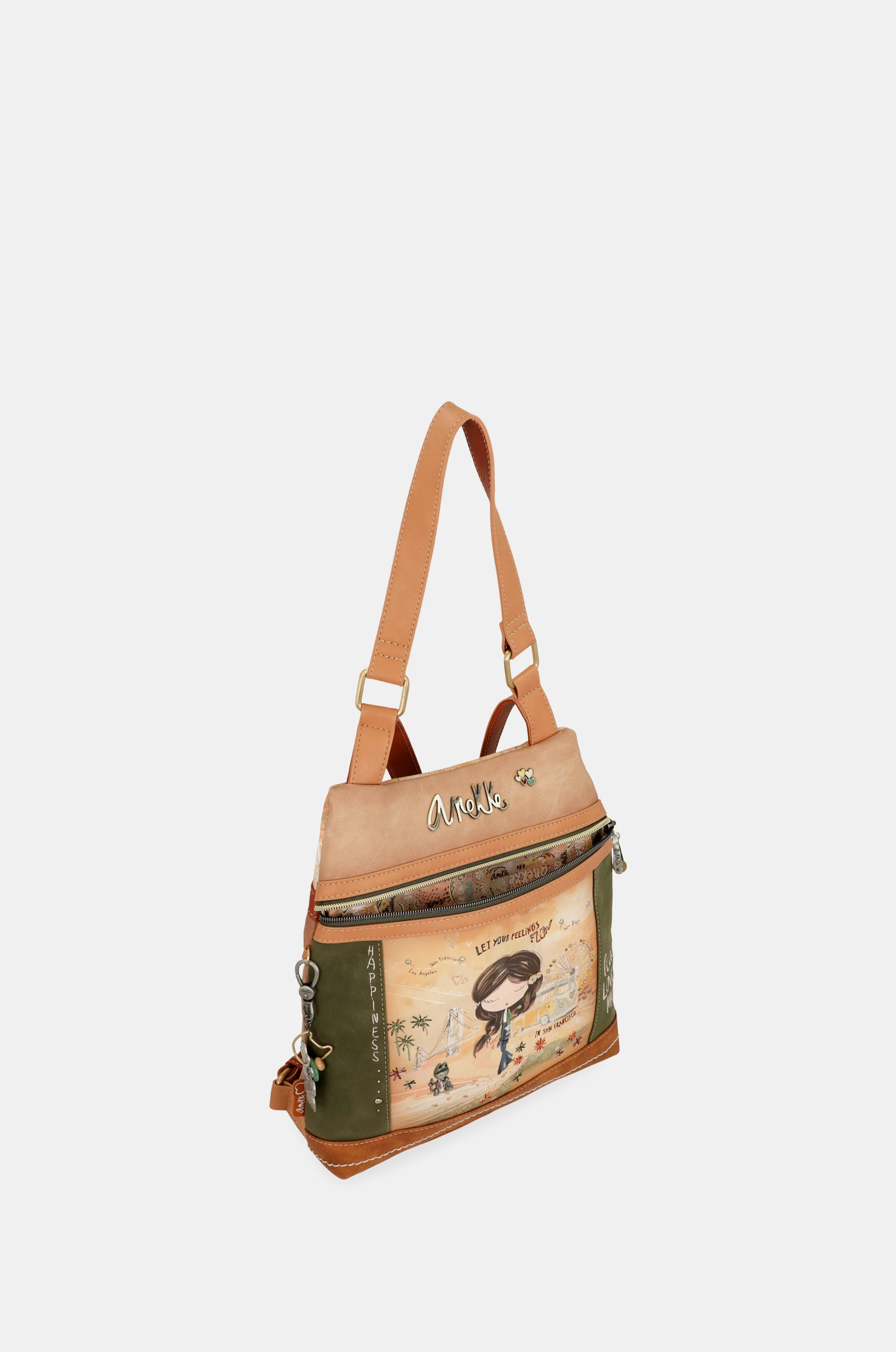 Anekke Peace & Love camel anti-theft backpack - Image 9