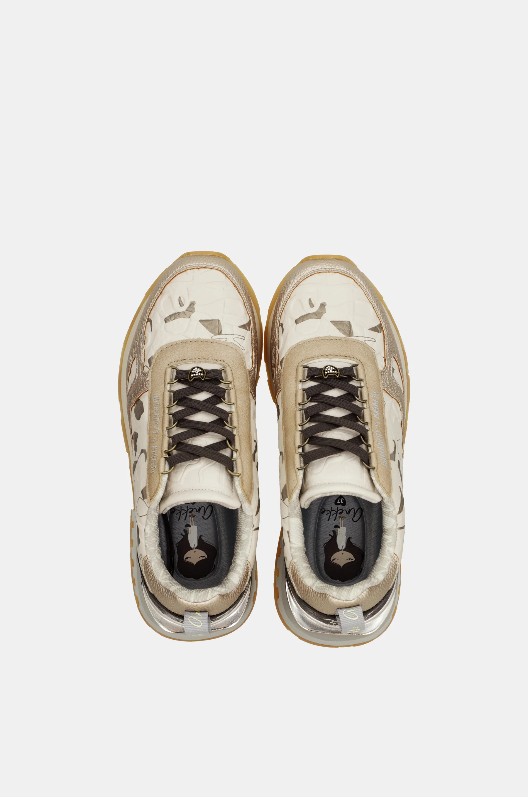 Beige and gold sneakers - Image 9