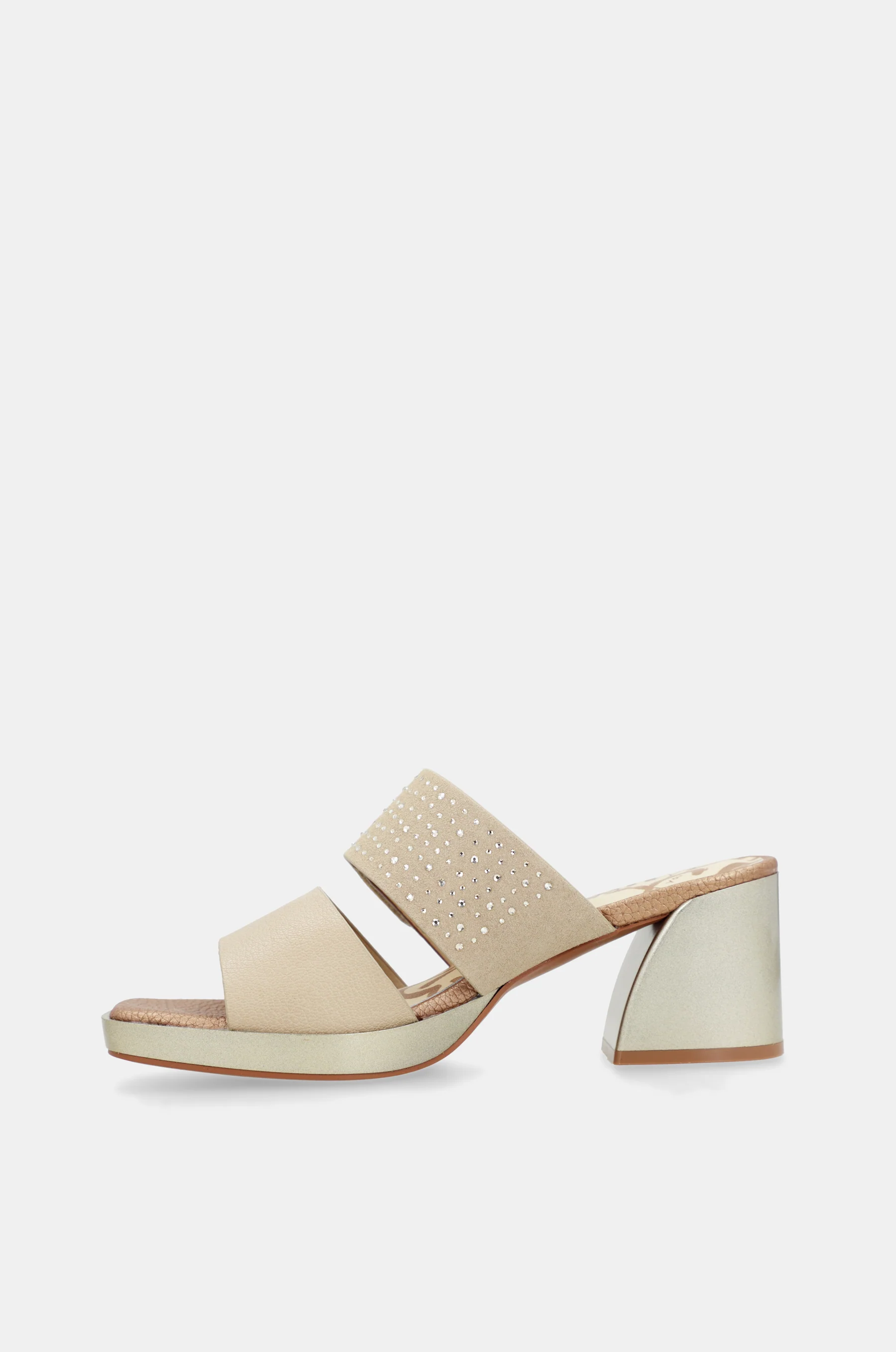 Beige heeled sandals with rhinestones - Image 4