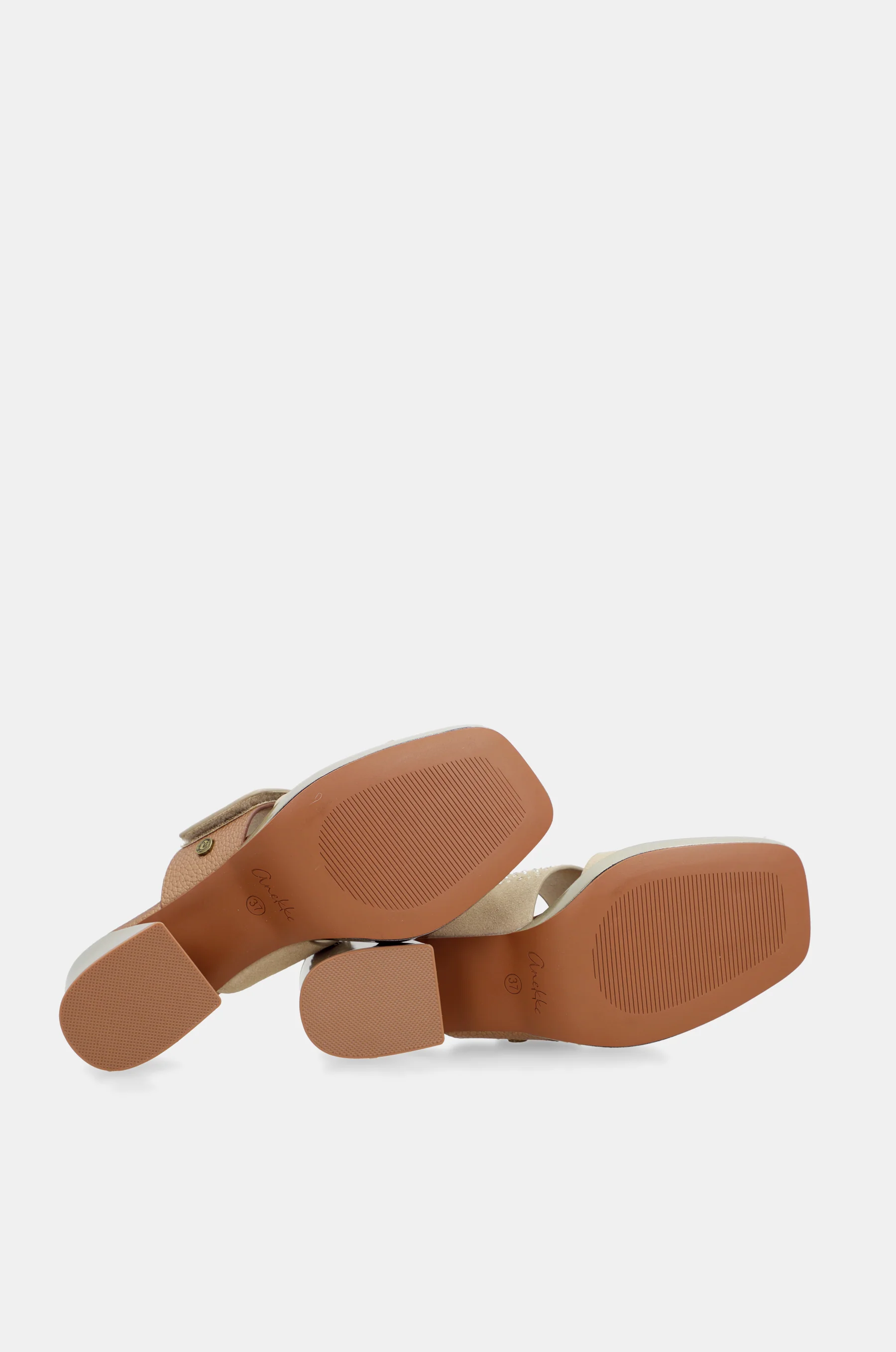 Beige heeled sandals with rhinestones - Image 6
