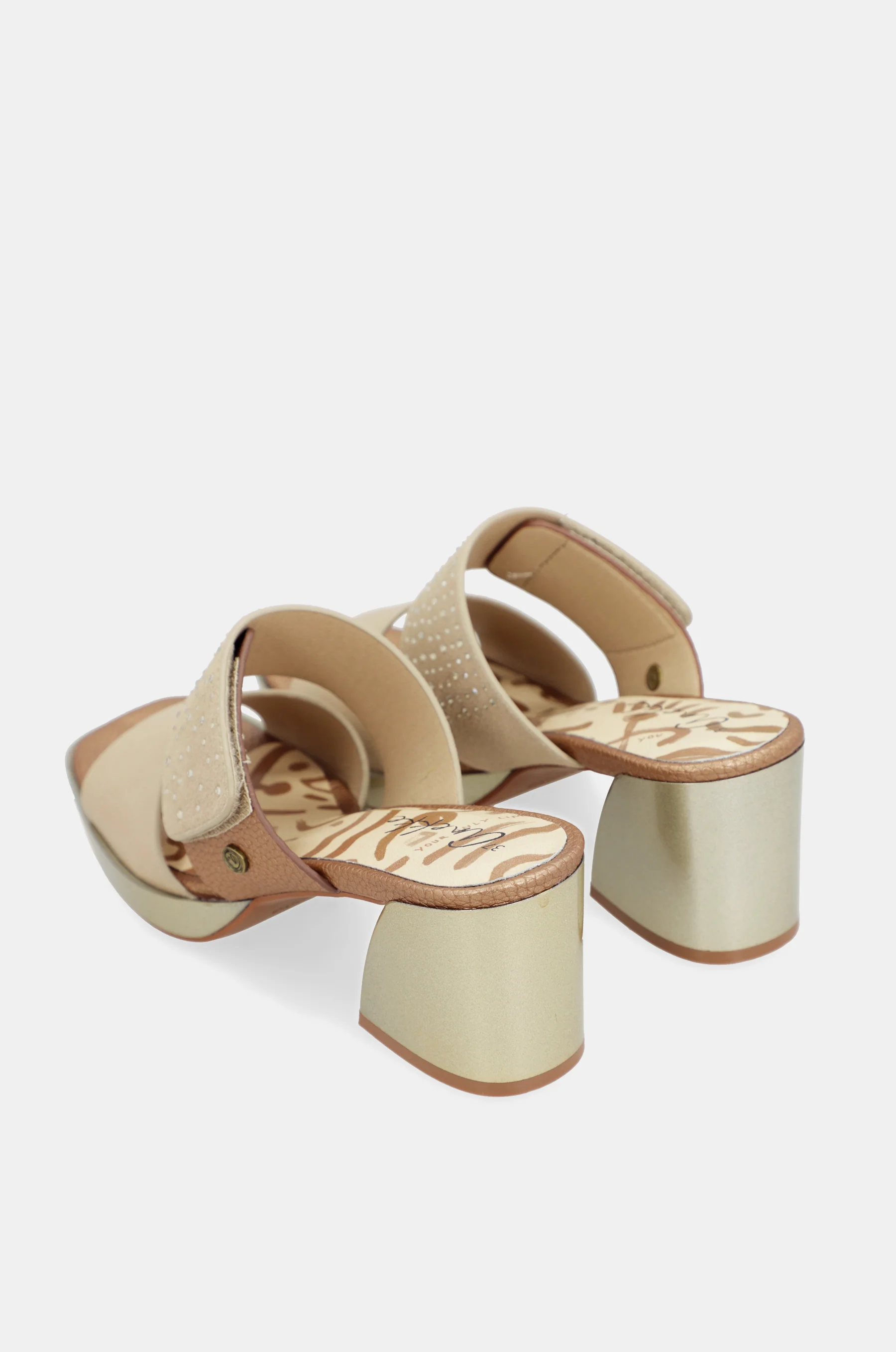 Beige heeled sandals with rhinestones - Image 7