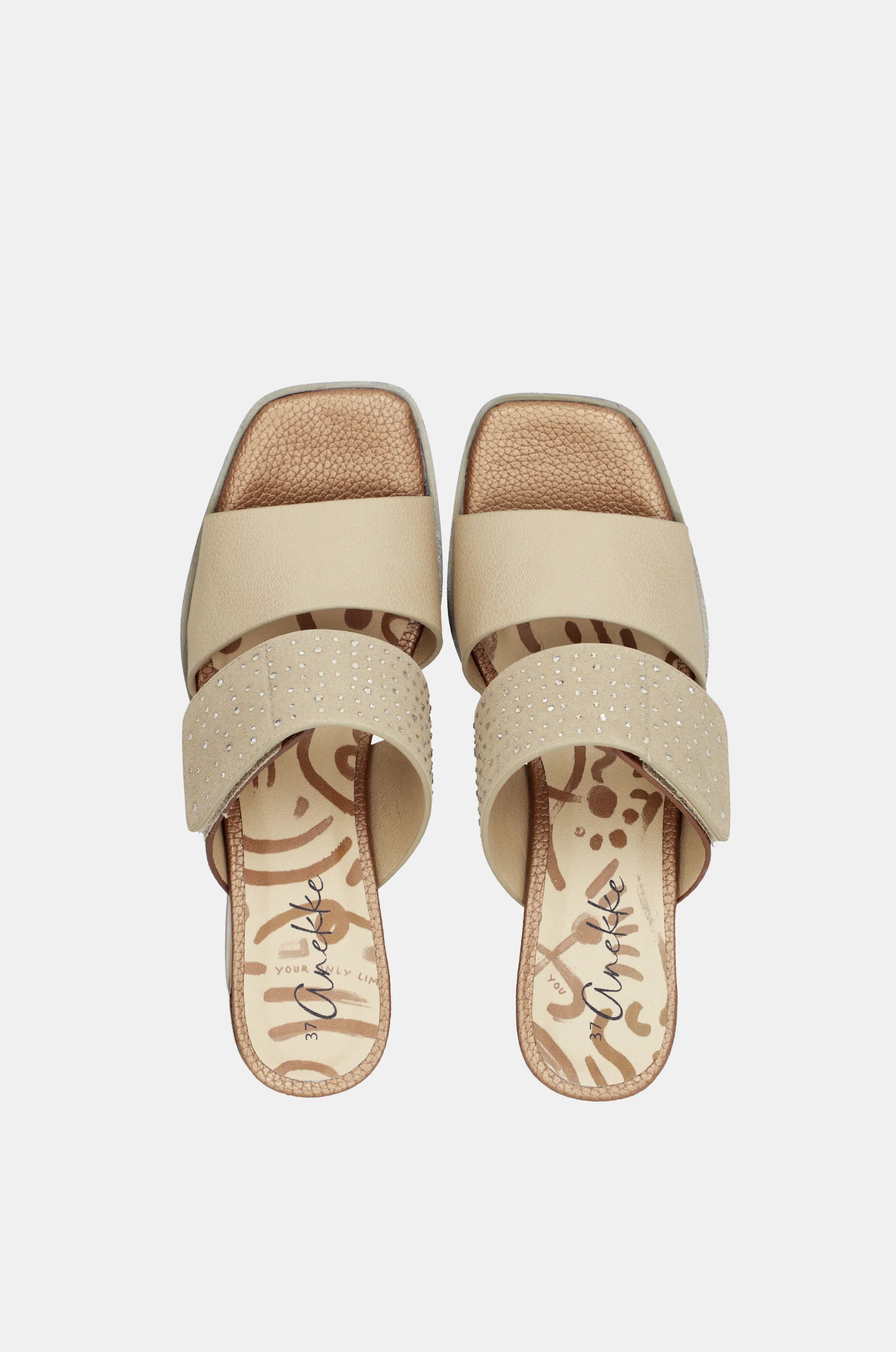Beige heeled sandals with rhinestones - Image 8