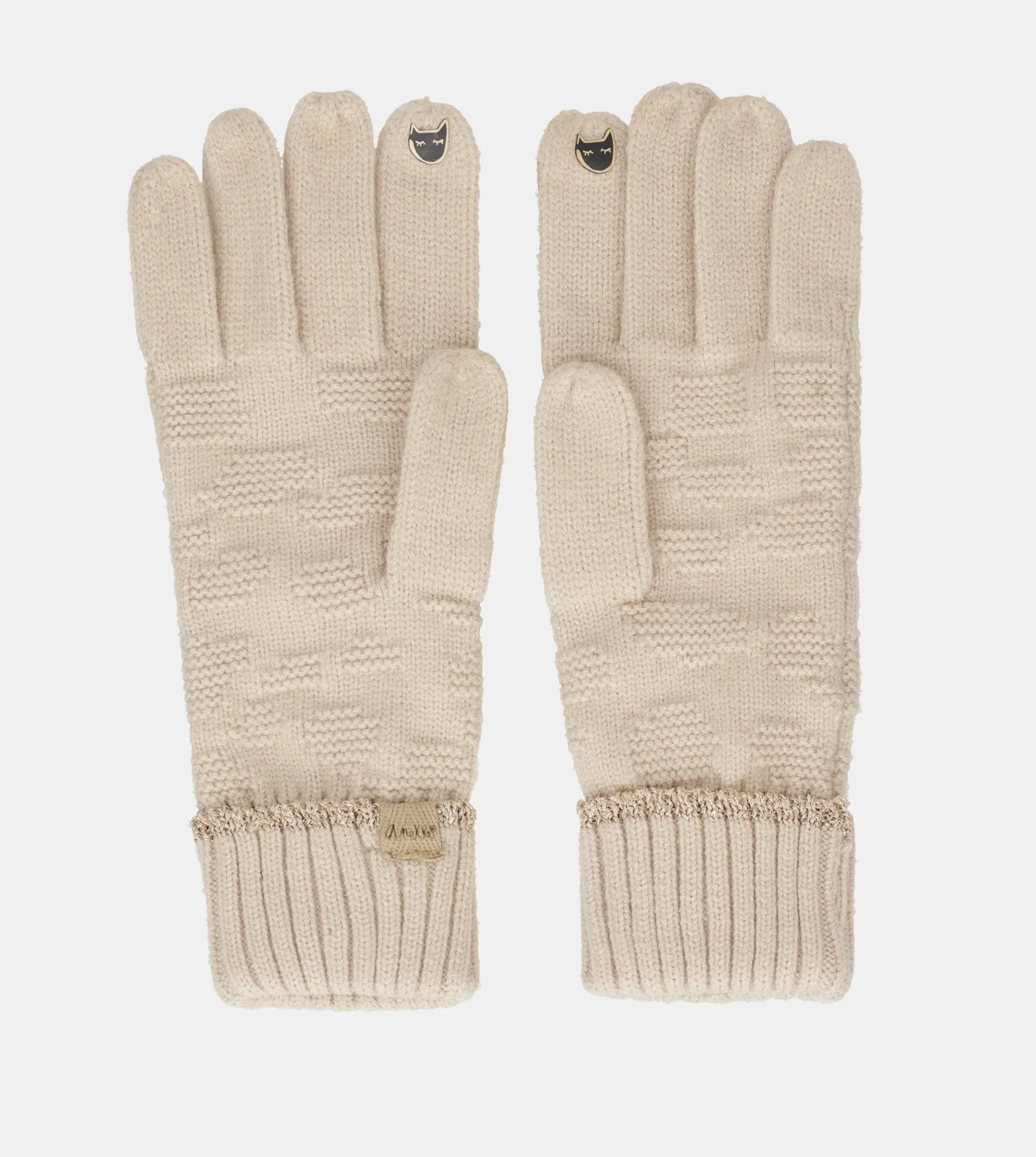 Beige knit gloves - Image 2