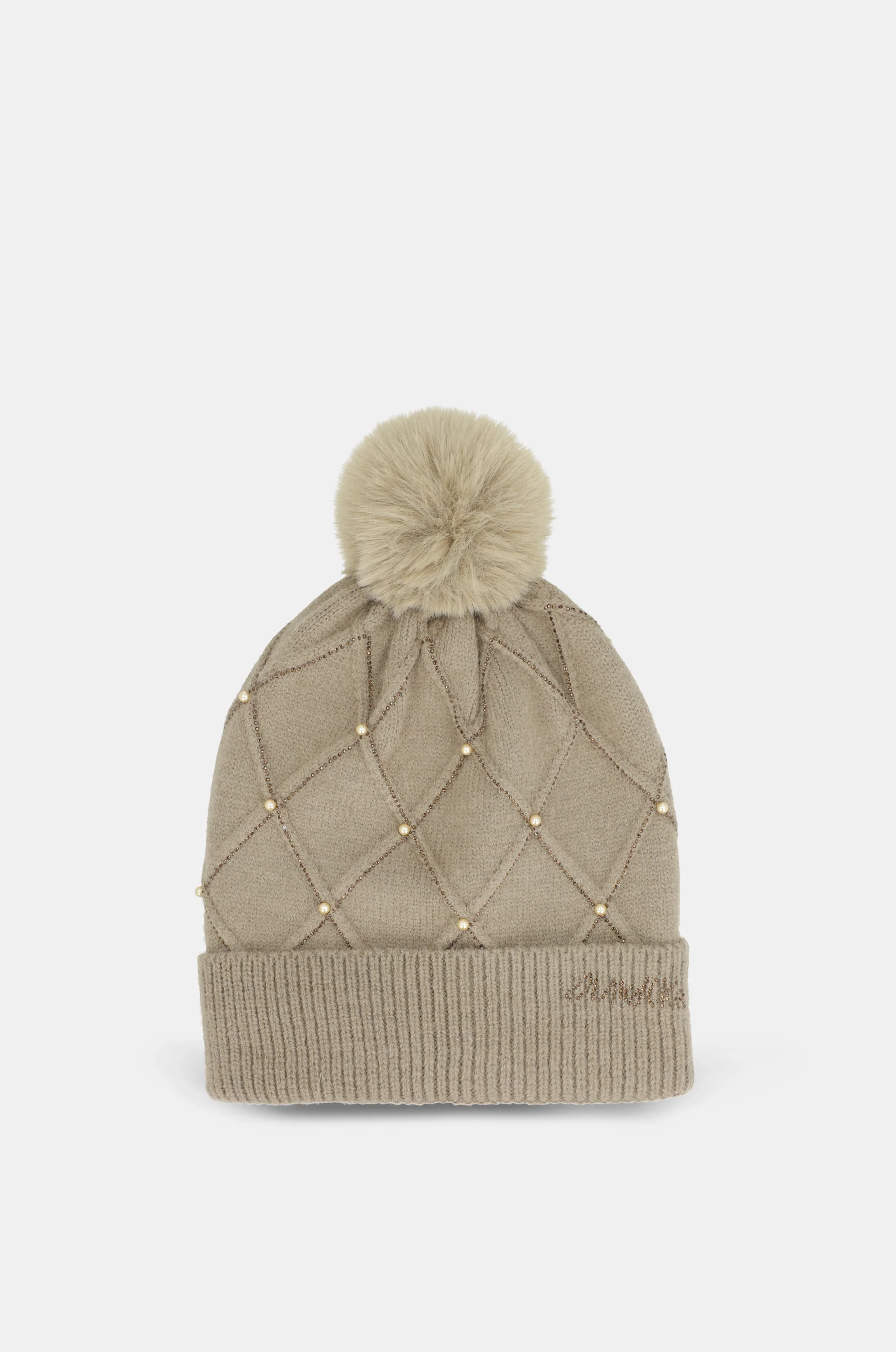 Beige knitted beanie with details - Image 2
