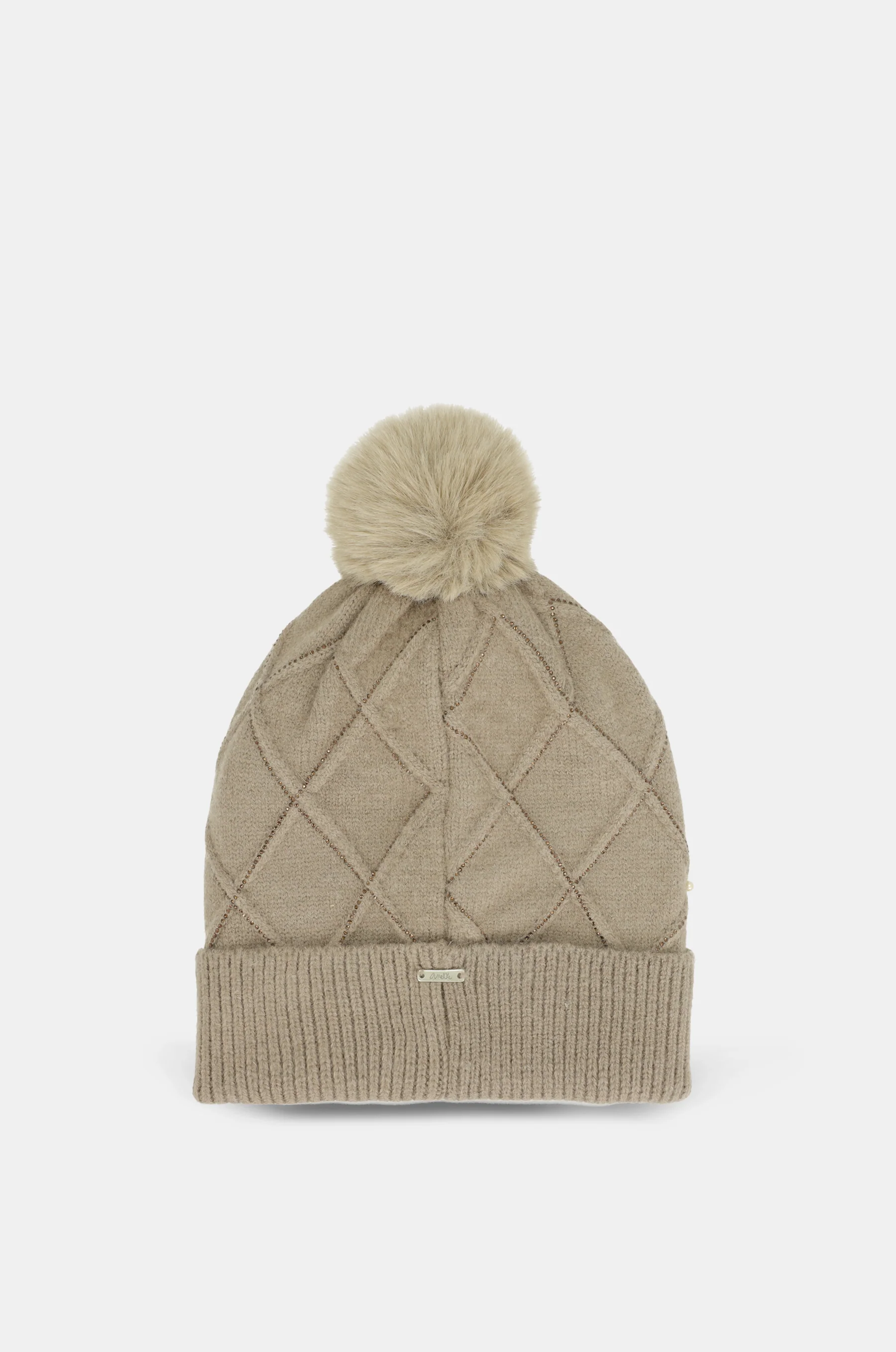 Beige knitted beanie with details - Image 4