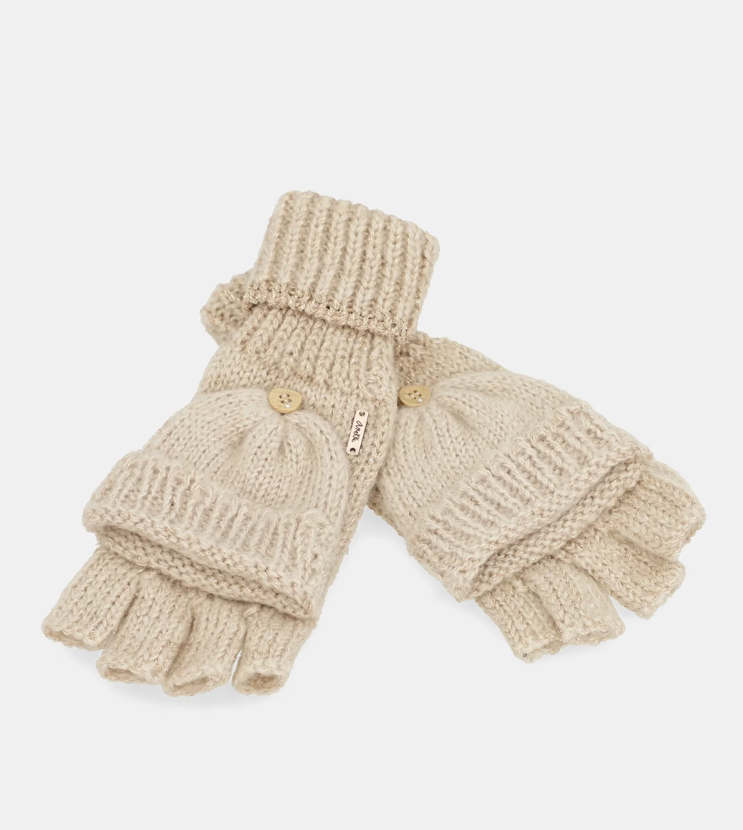 Beige logo mittens - Image 3