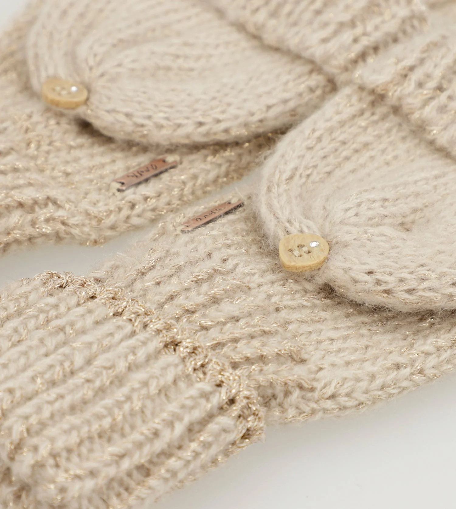 Beige logo mittens - Image 4