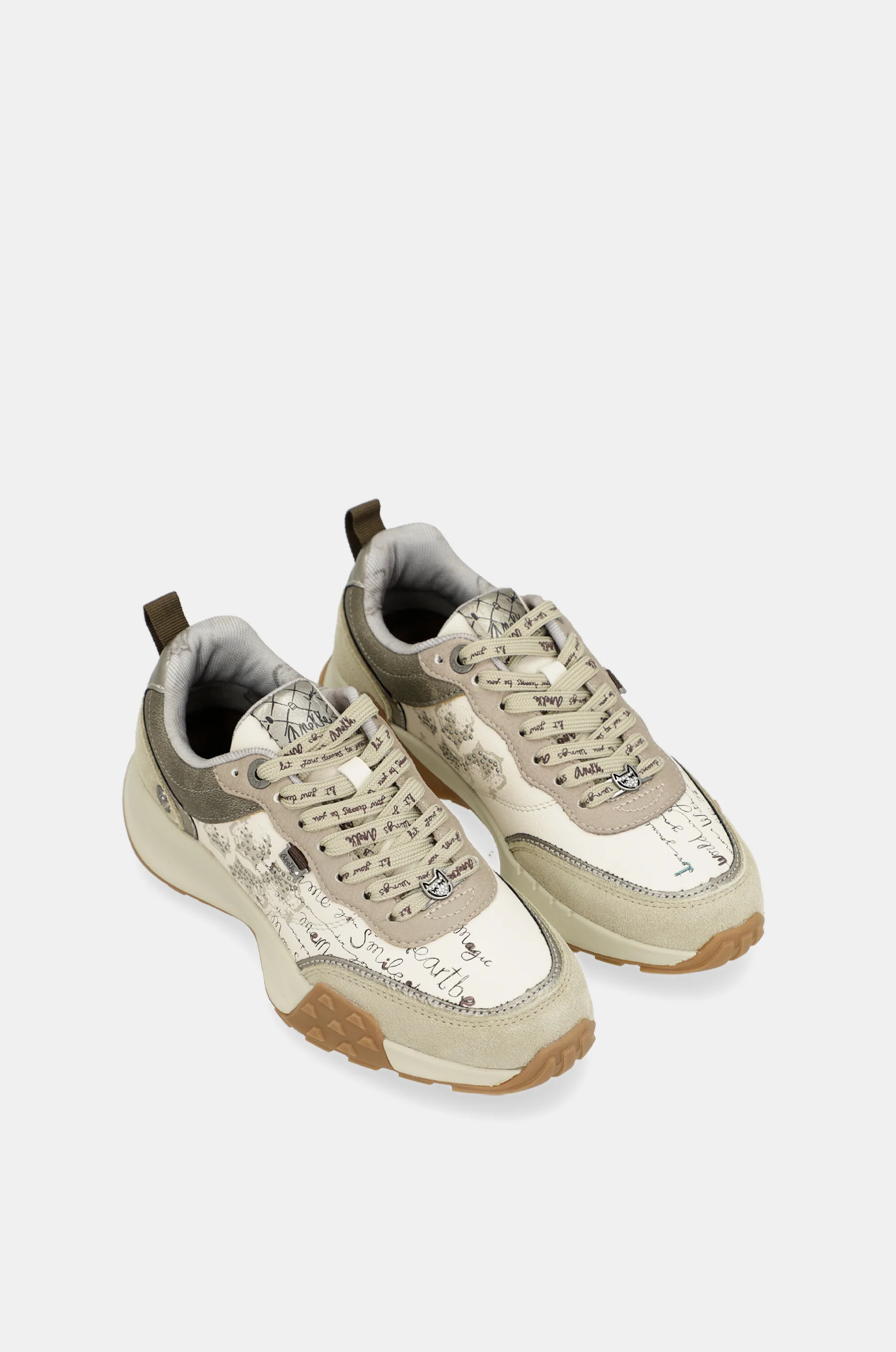 Beige printed sneakers - Image 5