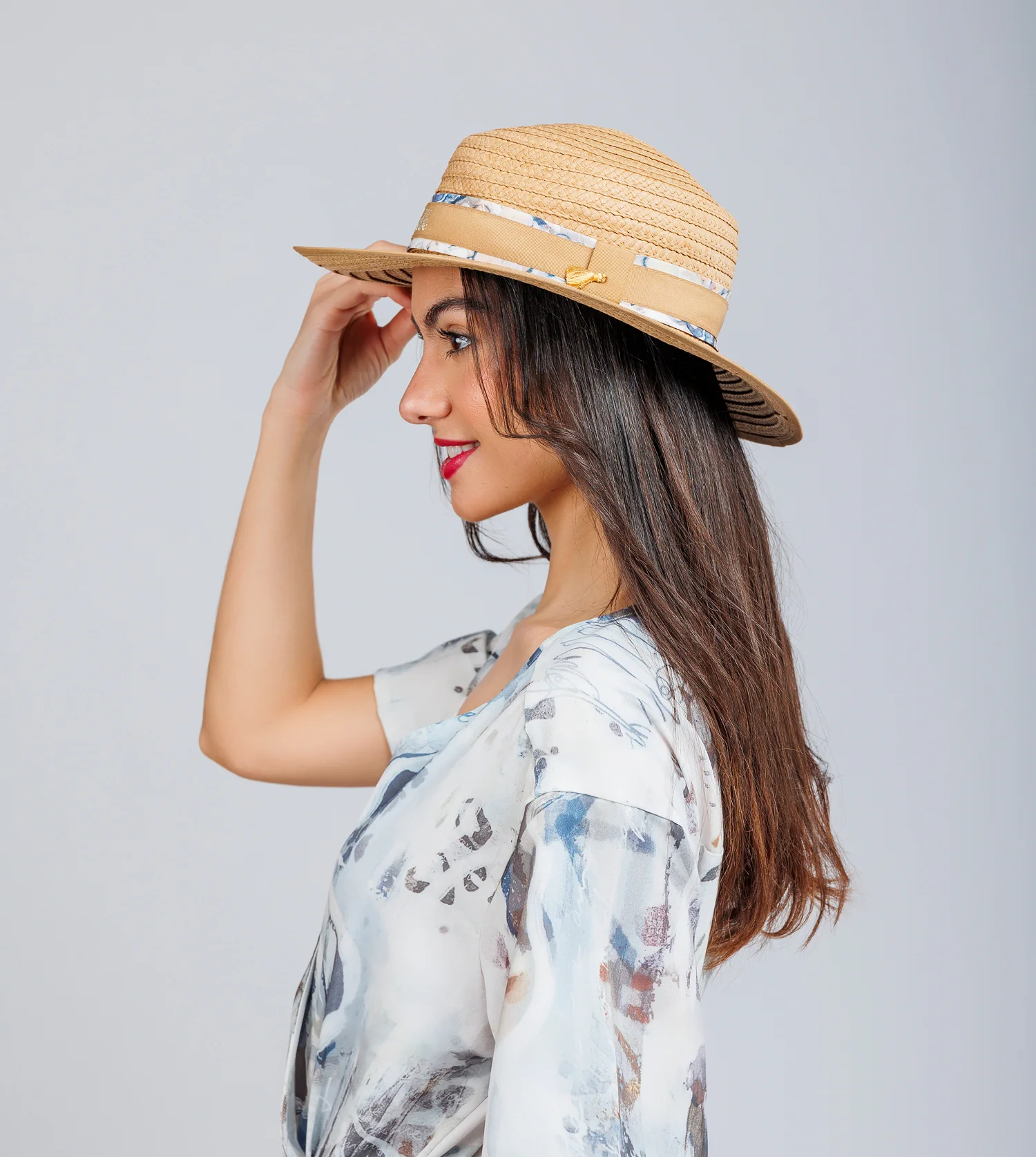 Beige raffia hat - Image 2