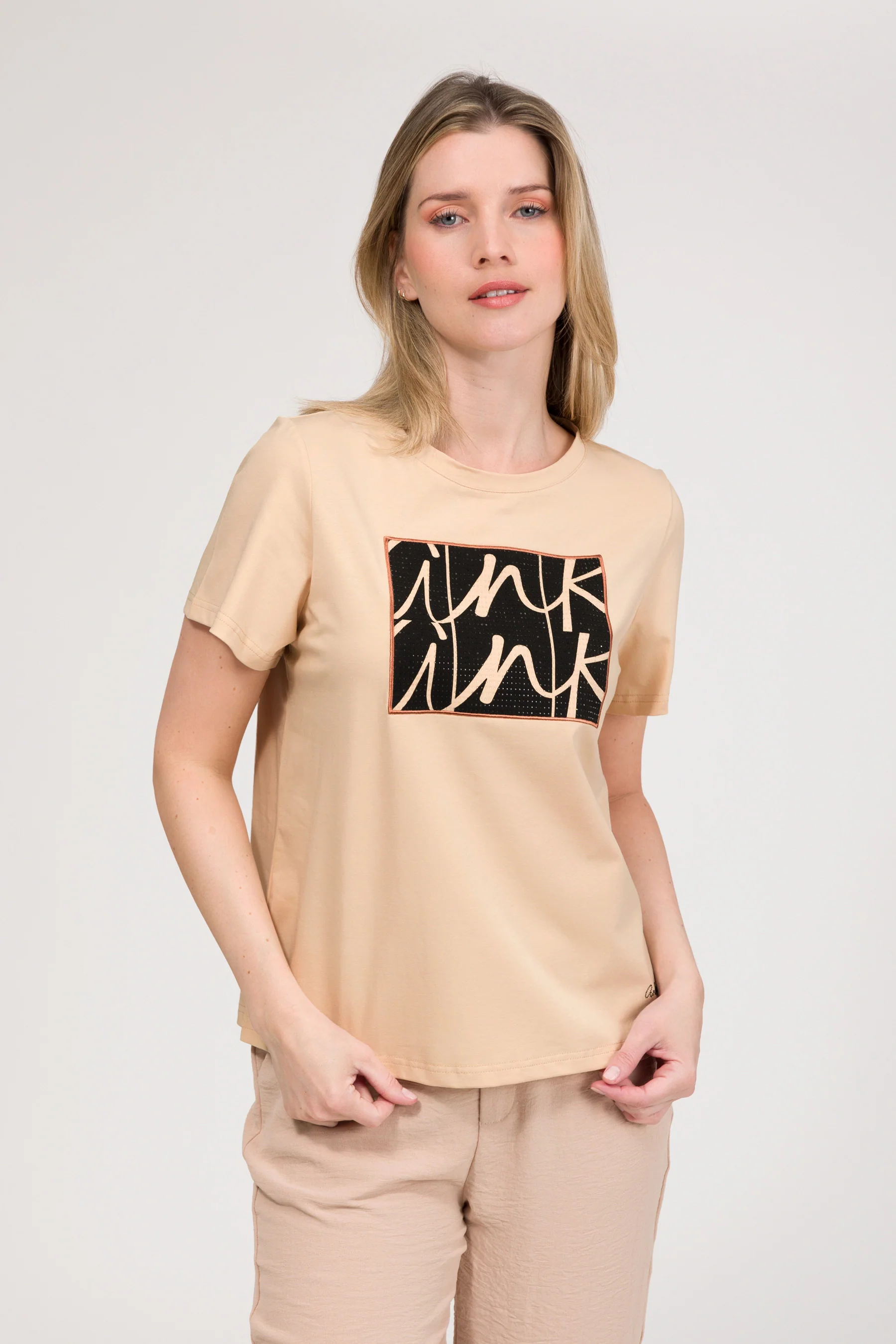 Beige short-sleeve T-shirt - Image 2