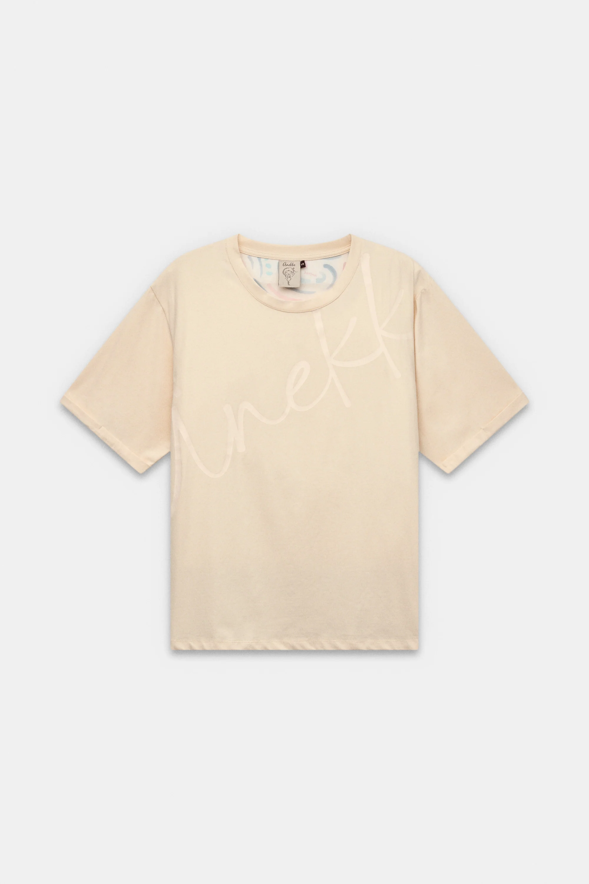 Beige short-sleeve T-shirt with print