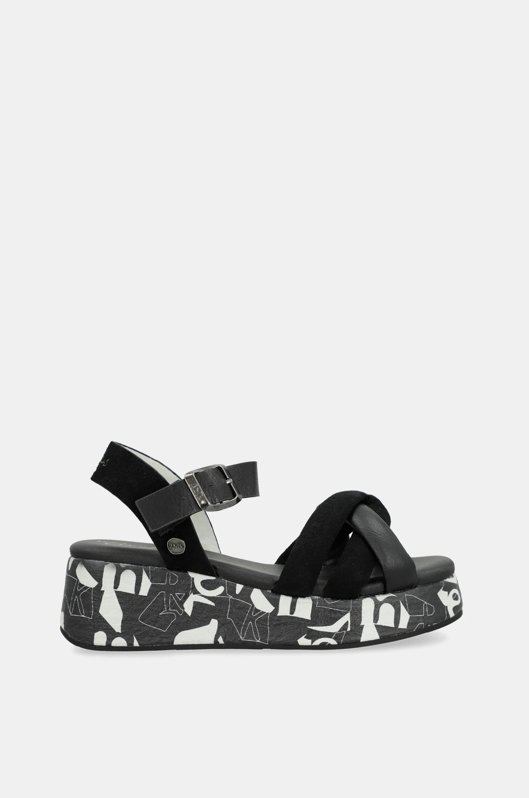 Black and white platform sandals