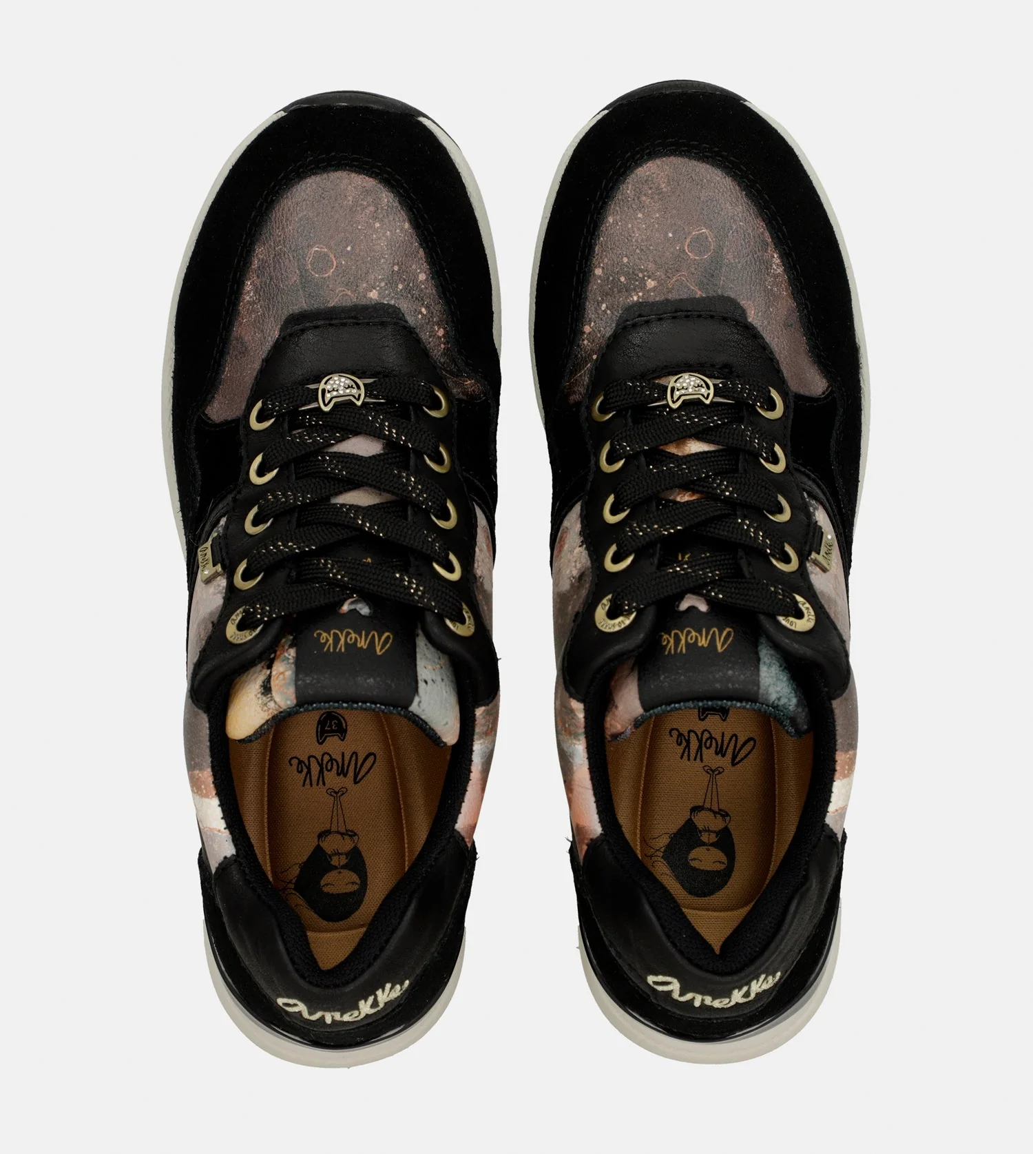 Black Padded Sports Sneakers with Wedge - Image 3