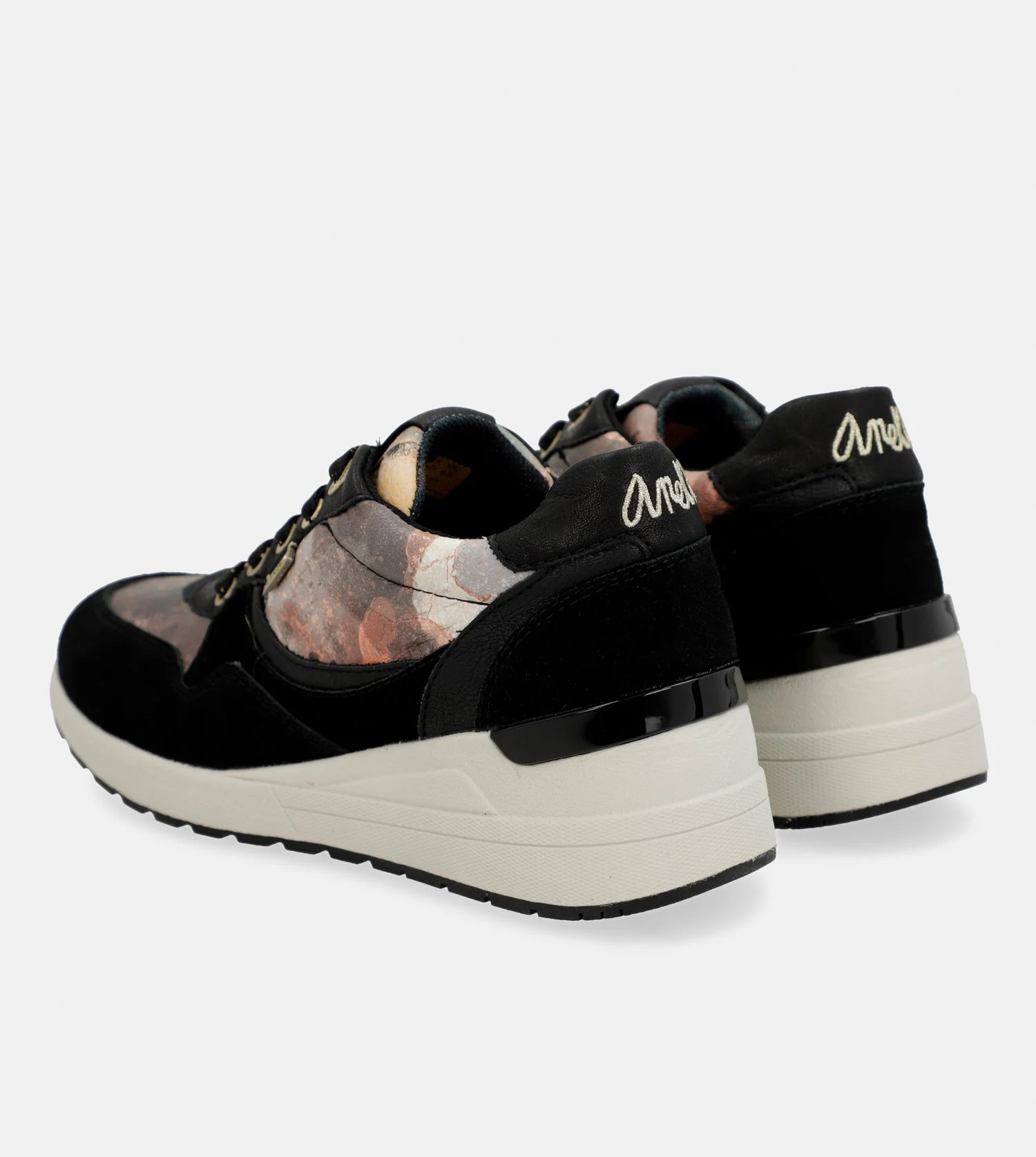 Black Padded Sports Sneakers with Wedge - Image 4