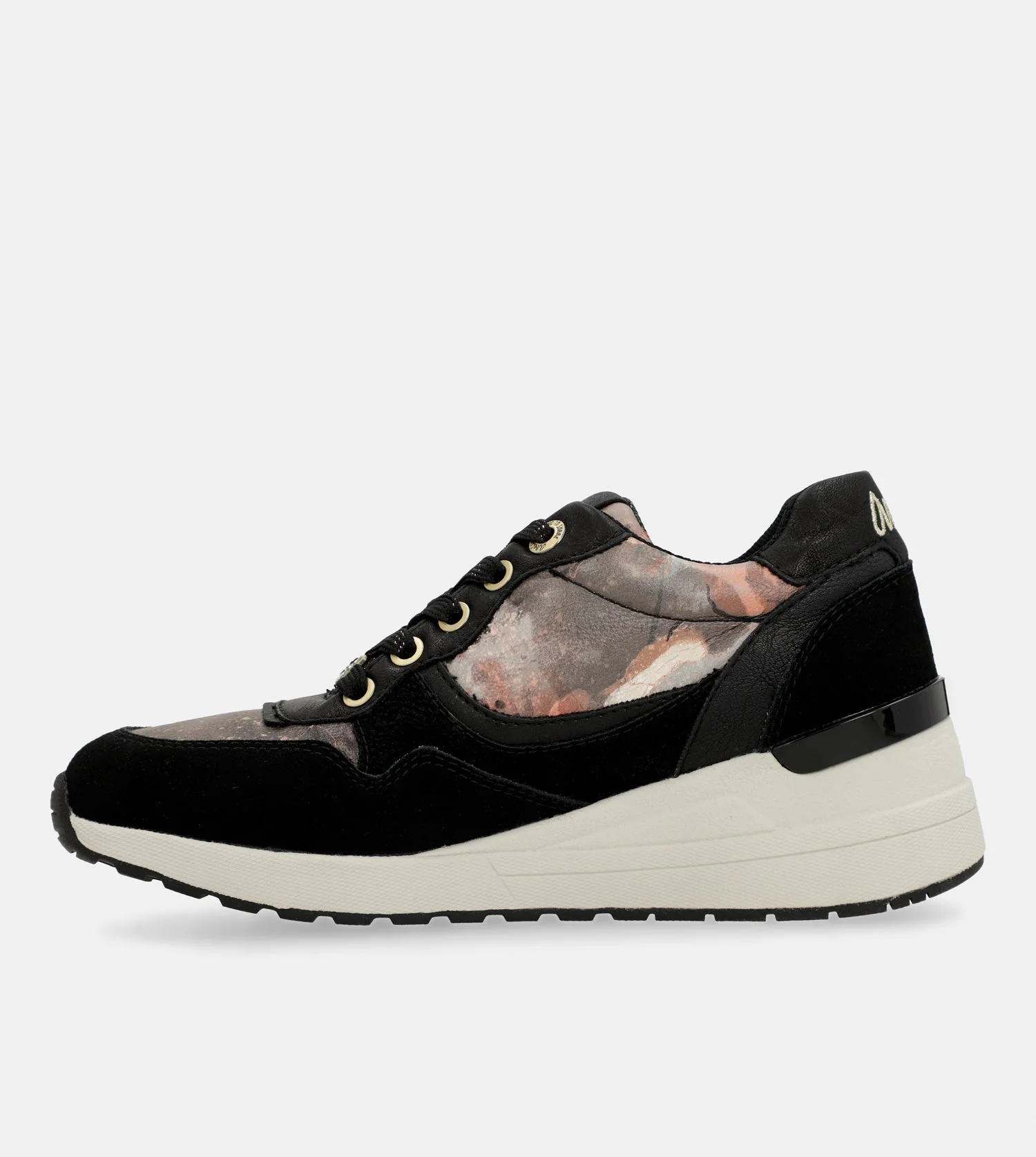 Black Padded Sports Sneakers with Wedge - Image 6
