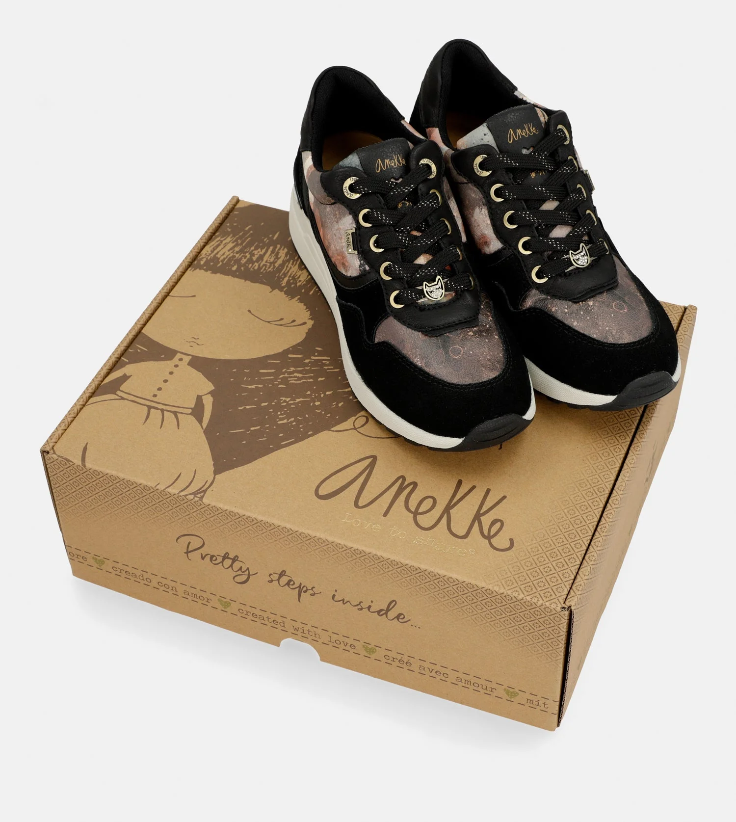 Black Padded Sports Sneakers with Wedge - Image 7