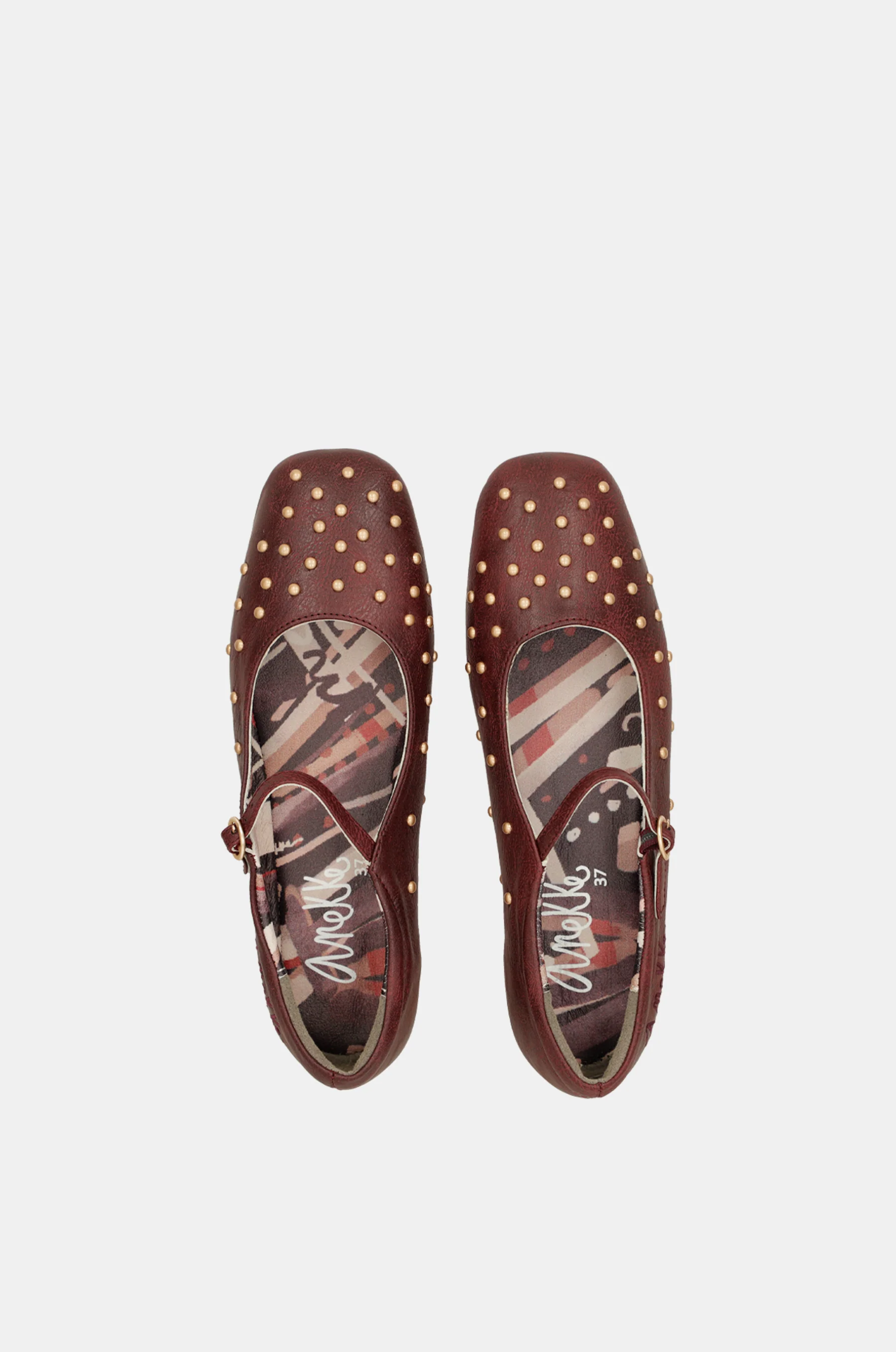 Burgundy studded ballerinas - Image 3
