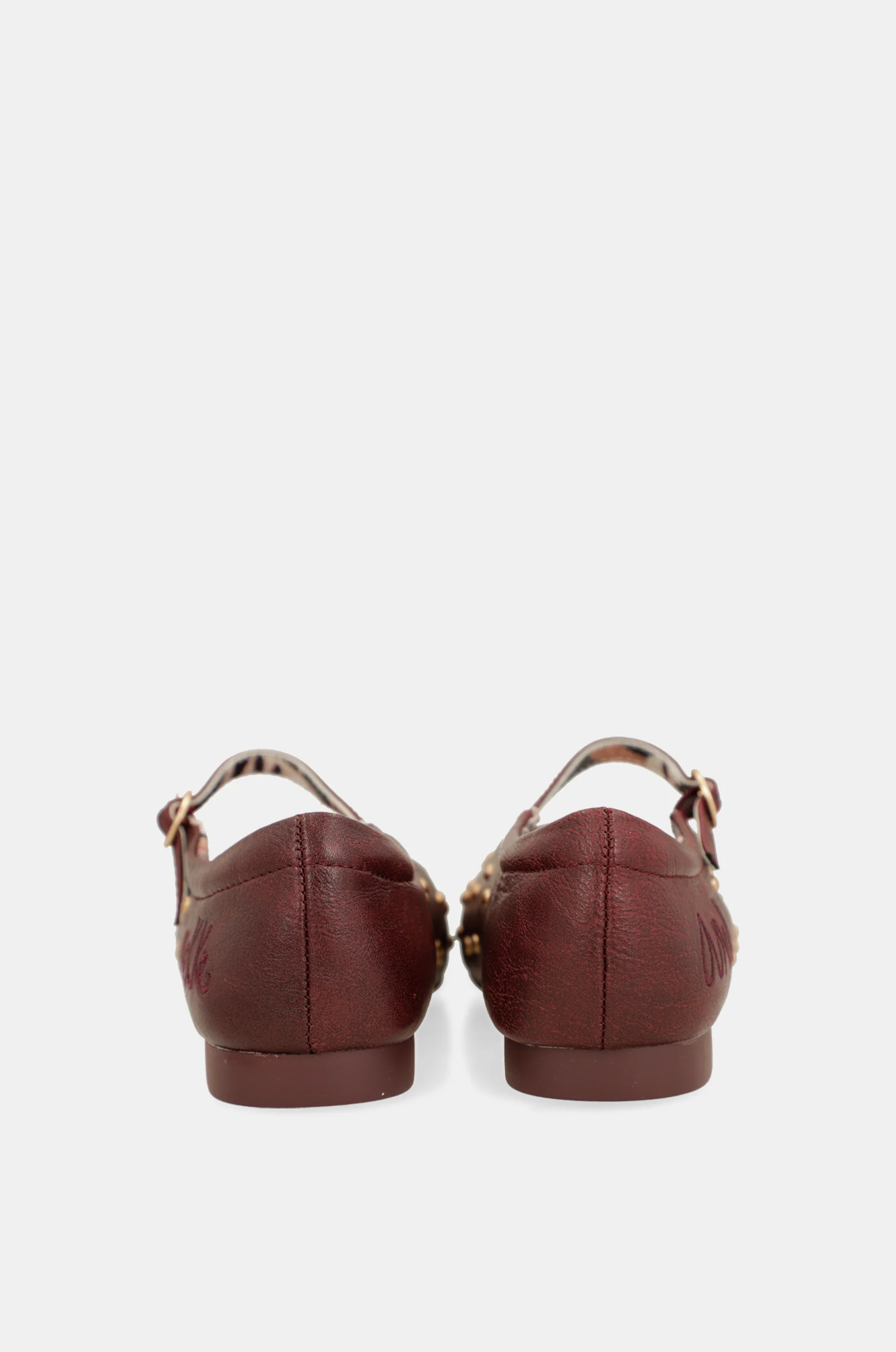 Burgundy studded ballerinas - Image 4
