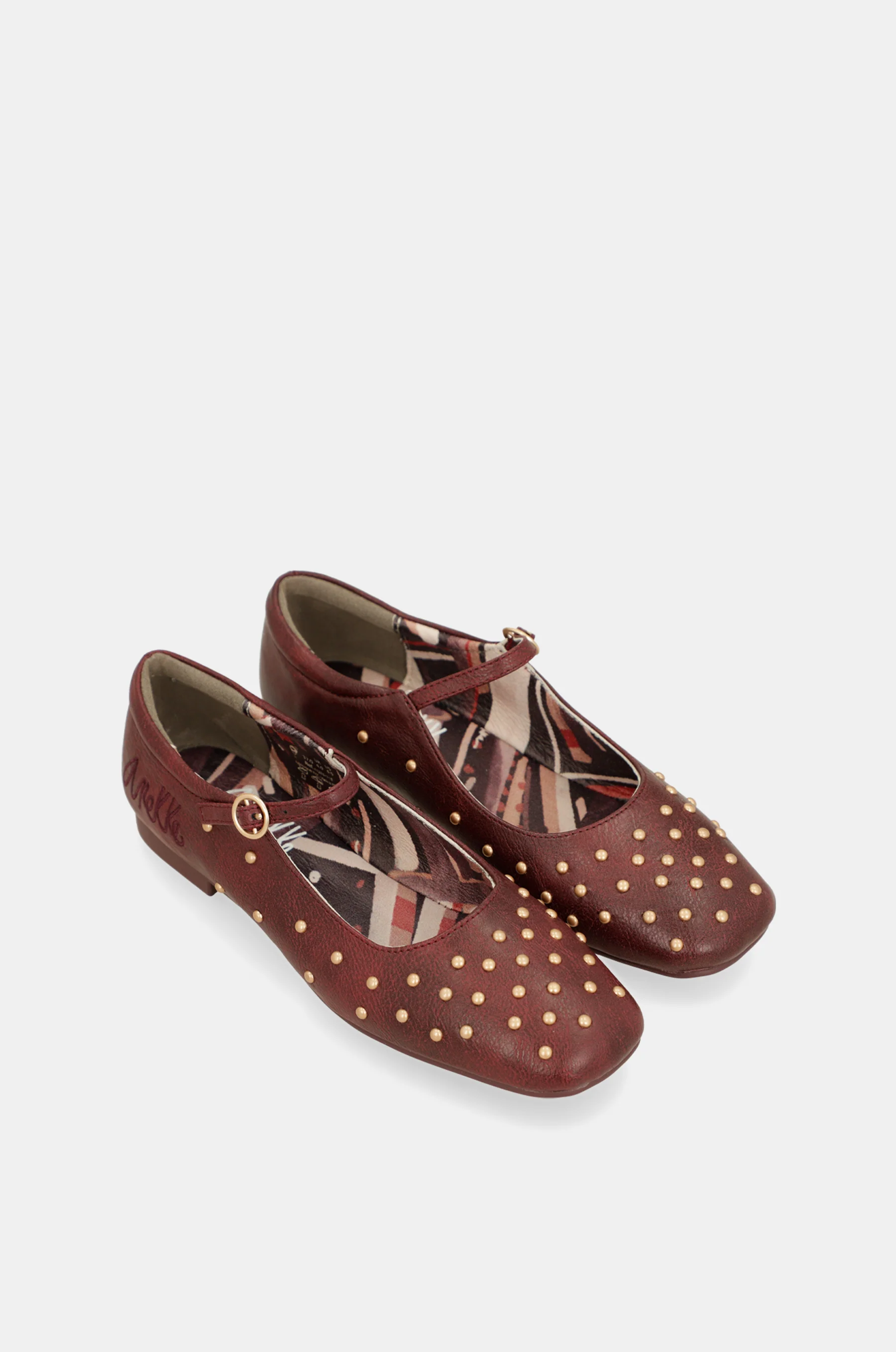 Burgundy studded ballerinas - Image 7