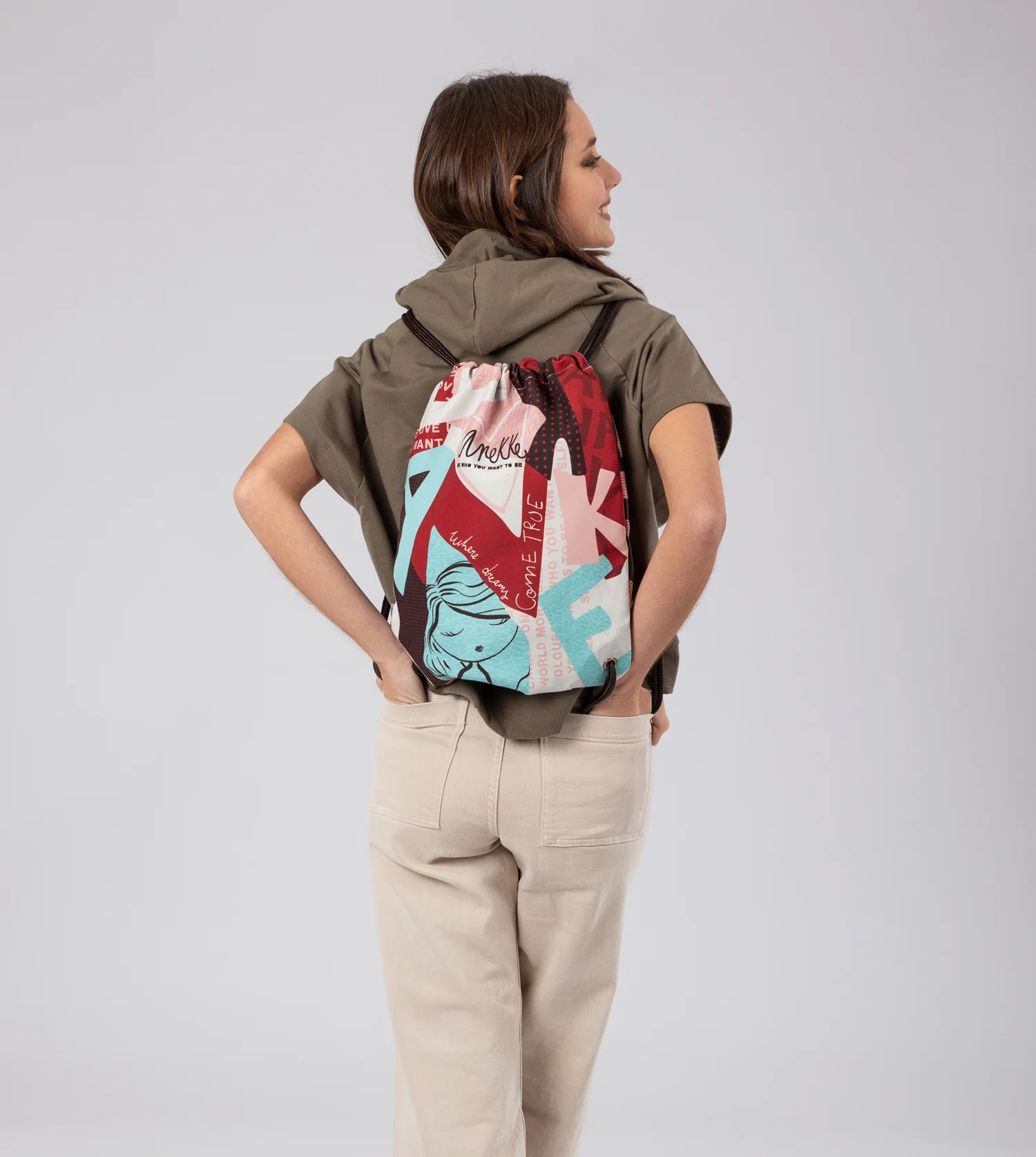 Fashion fabric drawstring backpack - Image 2