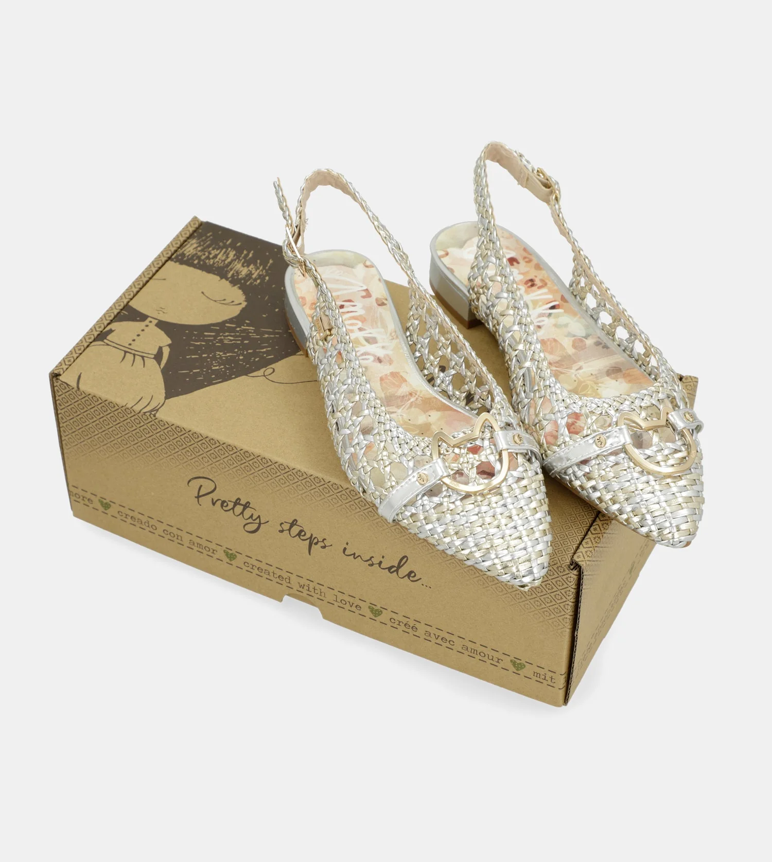 Gold and silver slingback ballet flats - Image 2