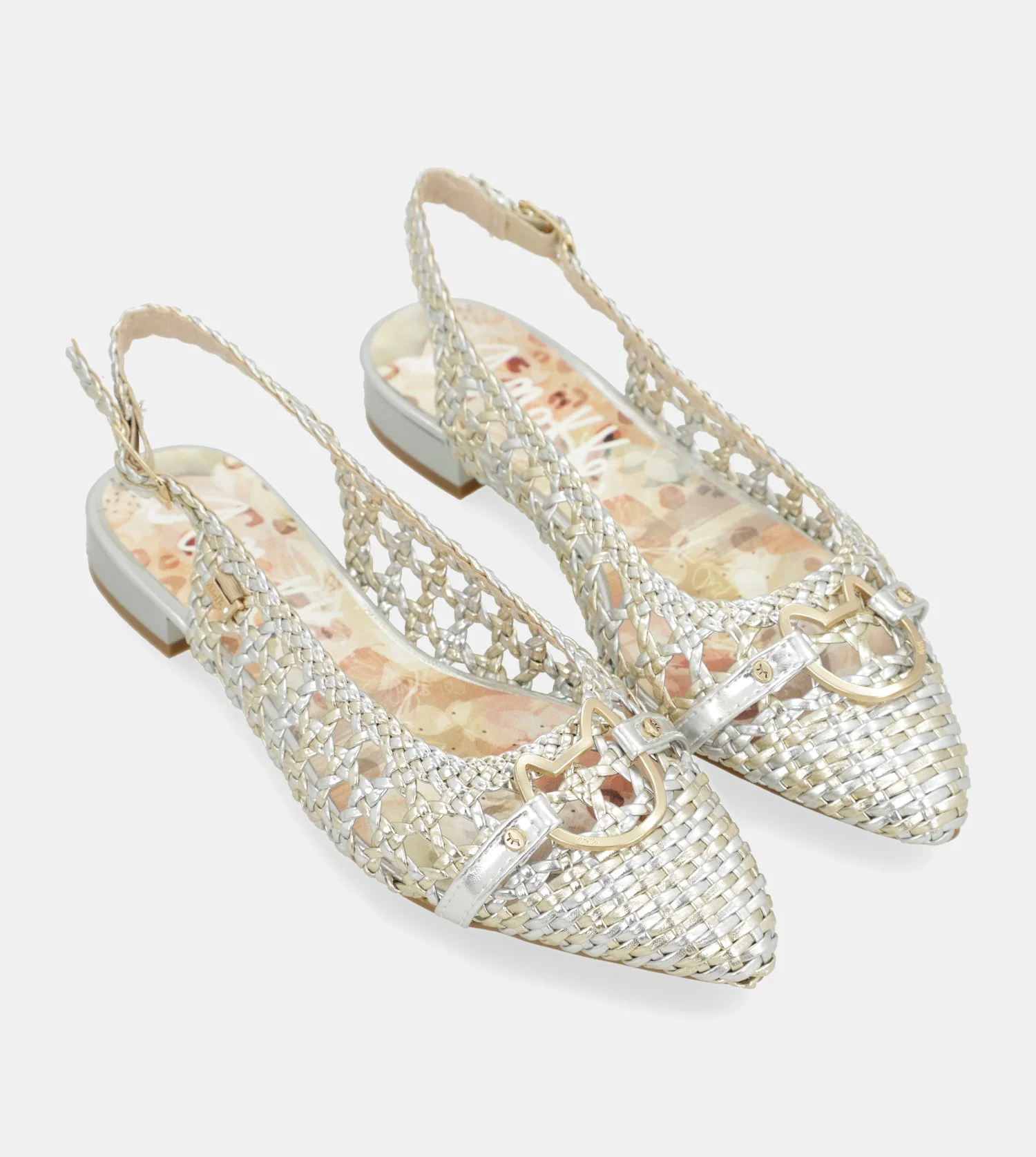 Gold and silver slingback ballet flats - Image 3