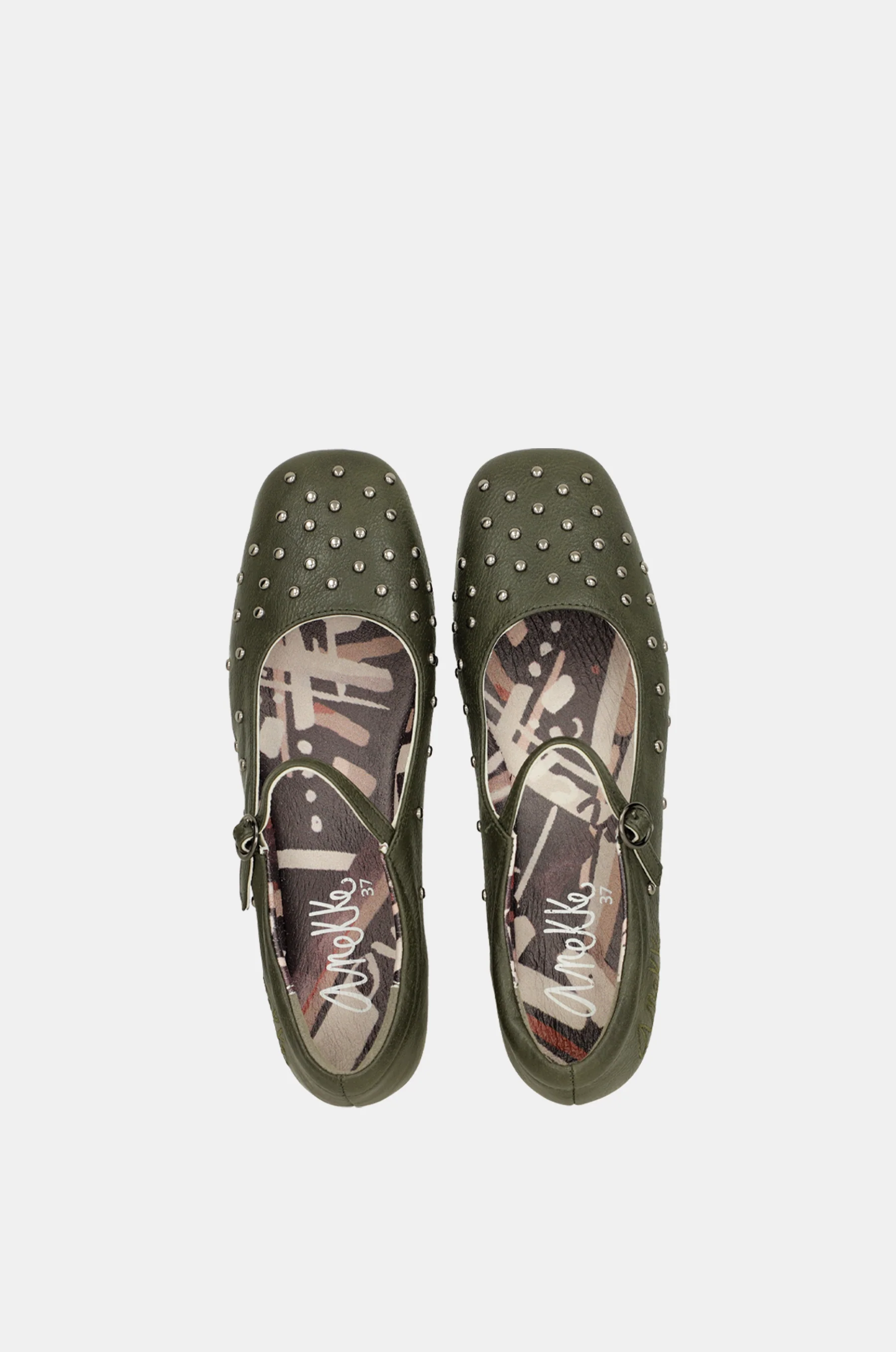 Khaki green studded ballerinas - Image 3