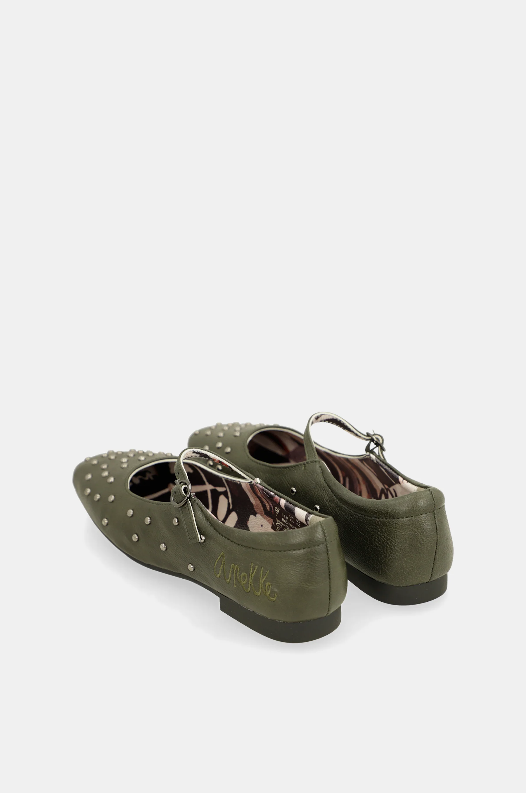 Khaki green studded ballerinas - Image 4