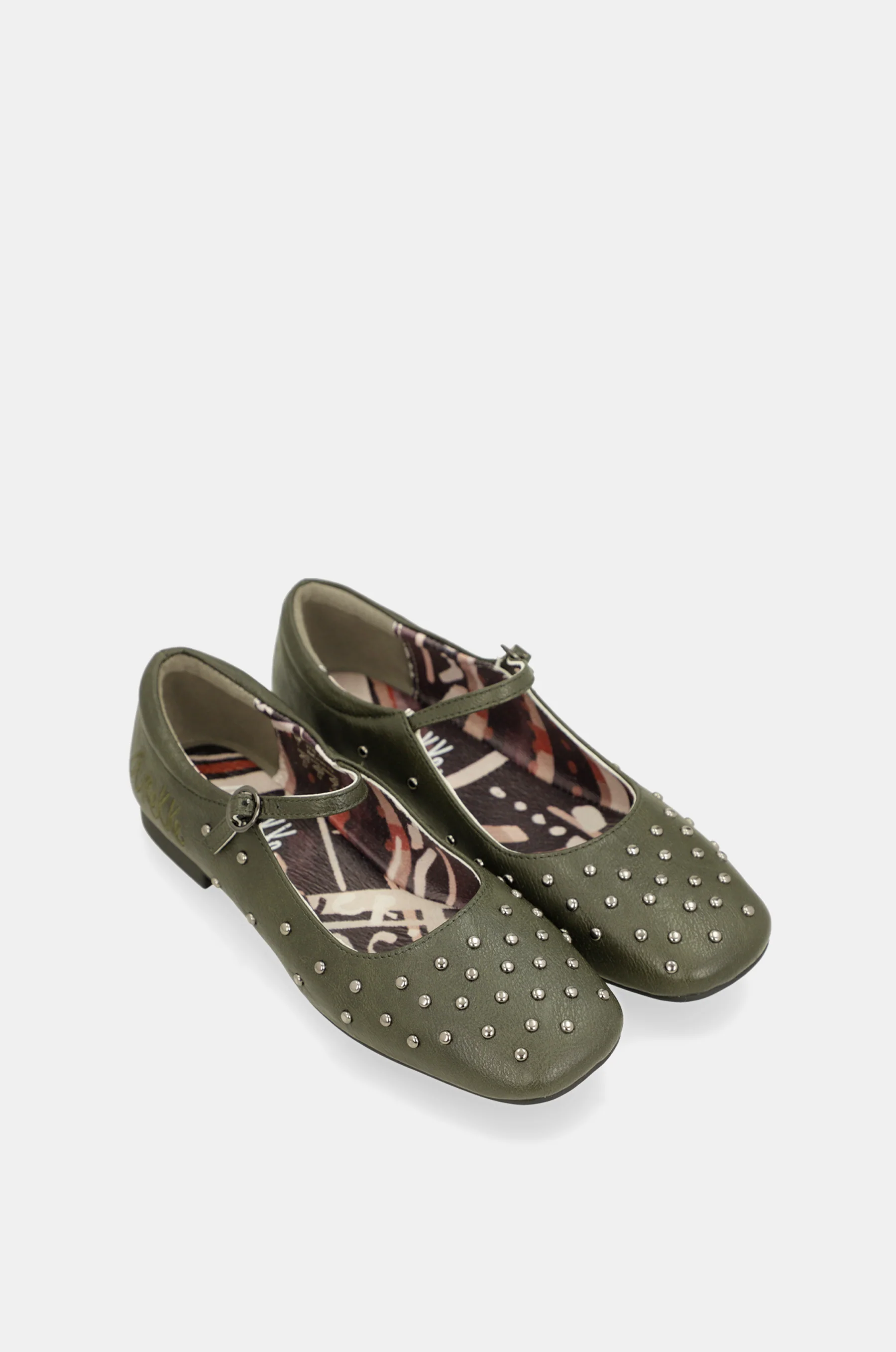 Khaki green studded ballerinas - Image 5