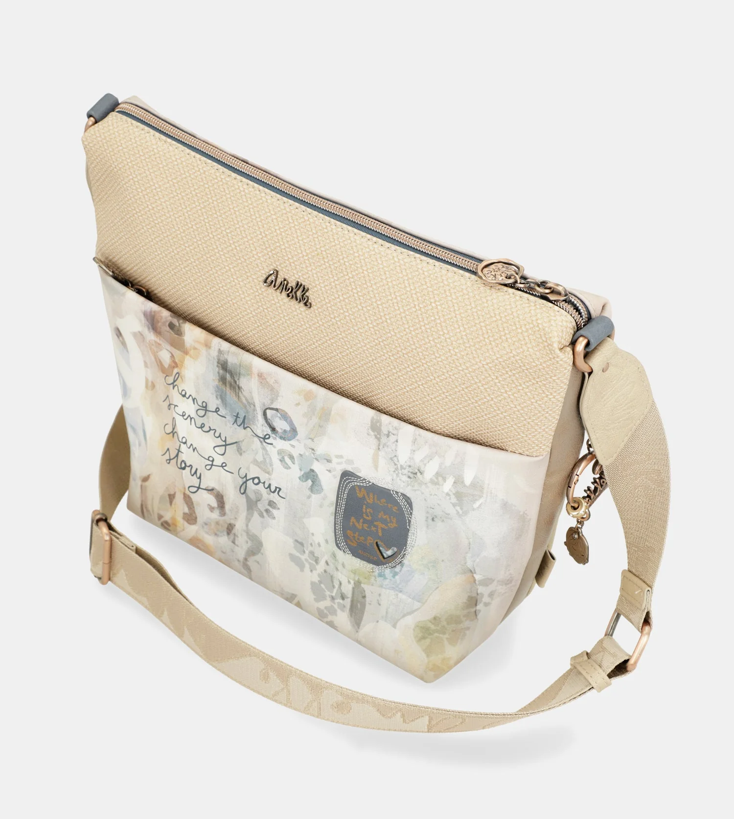 Large crossbody bag with front pocket Memories - Image 8