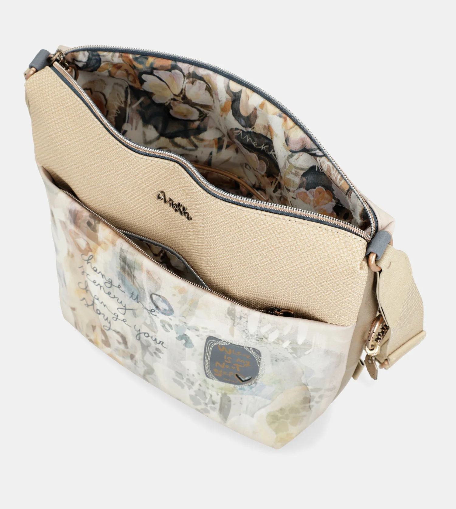 Large crossbody bag with front pocket Memories - Image 9