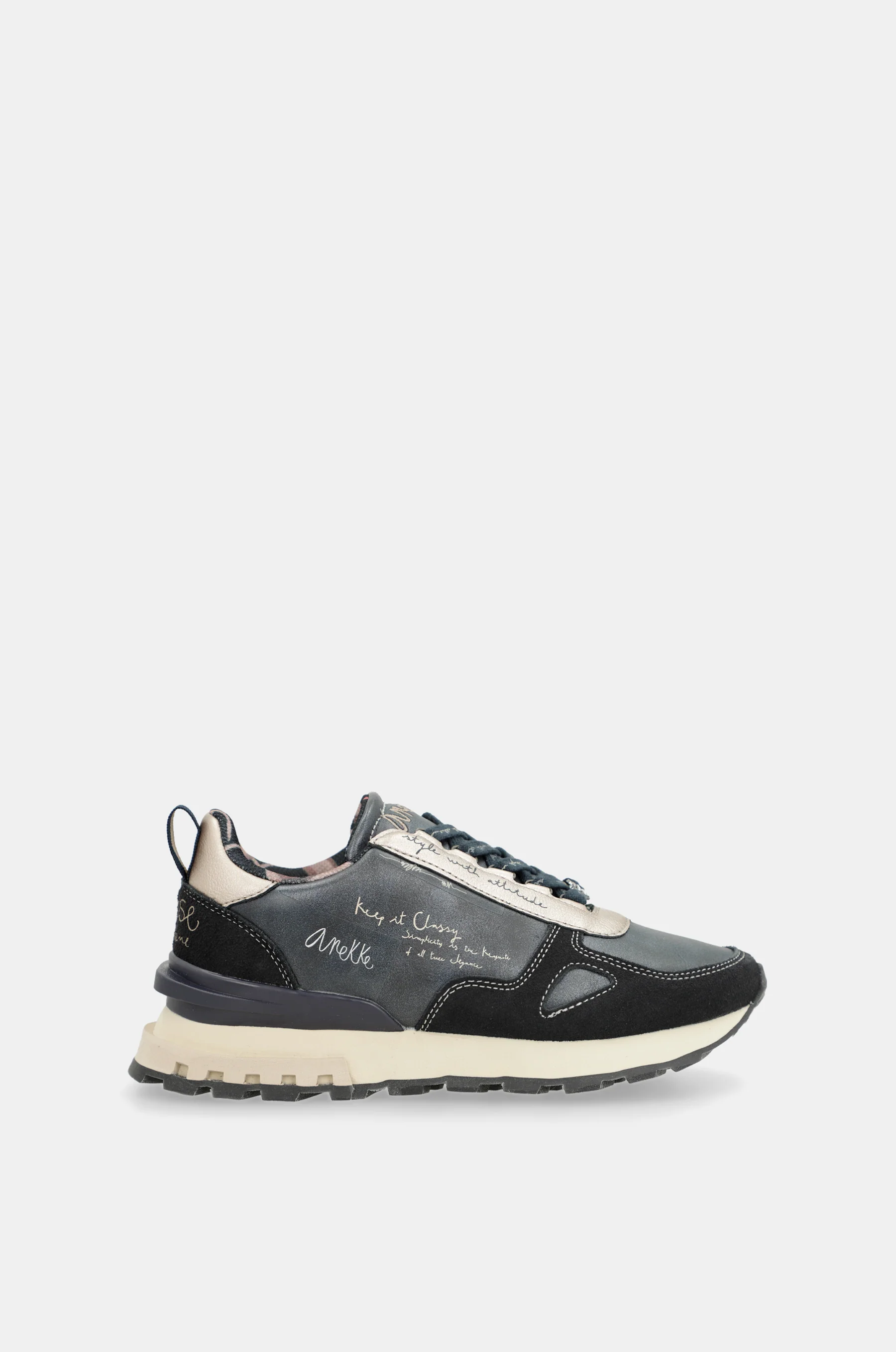 Navy blue & beige sneakers