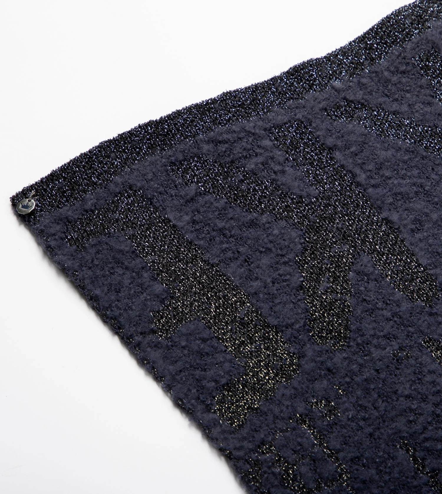 Navy blue logomania scarf. - Image 2