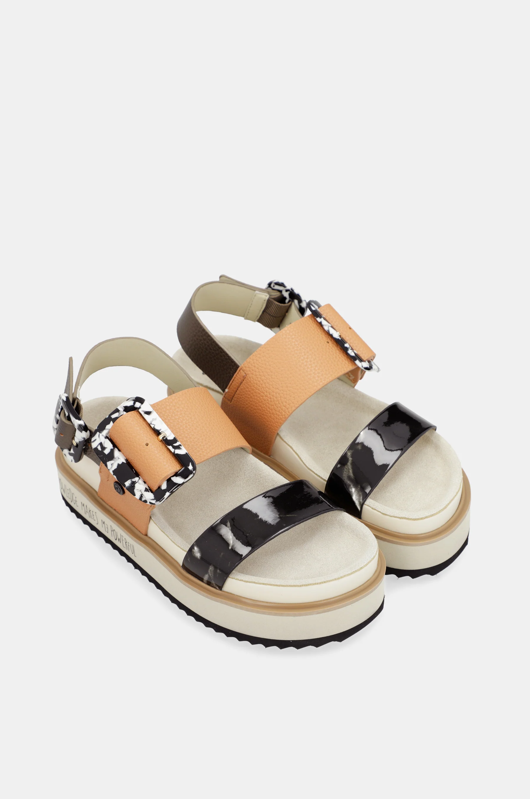 Orange and black platform sandals - Image 3