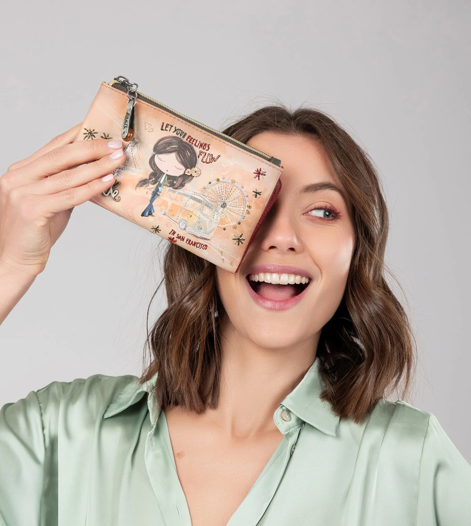 Peace & Love camel flexible RFID wallet - Image 2