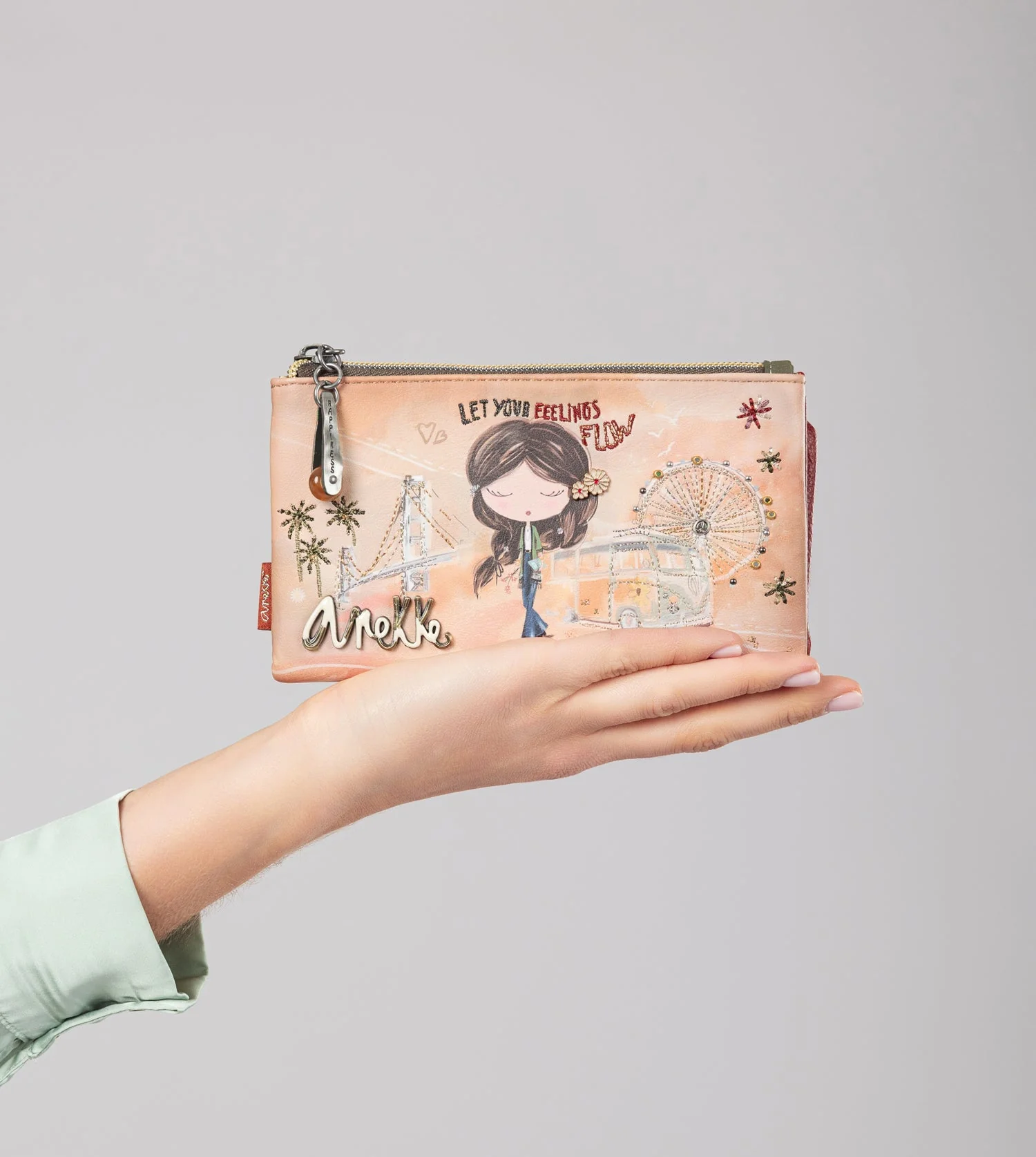 Peace & Love camel flexible RFID wallet - Image 6