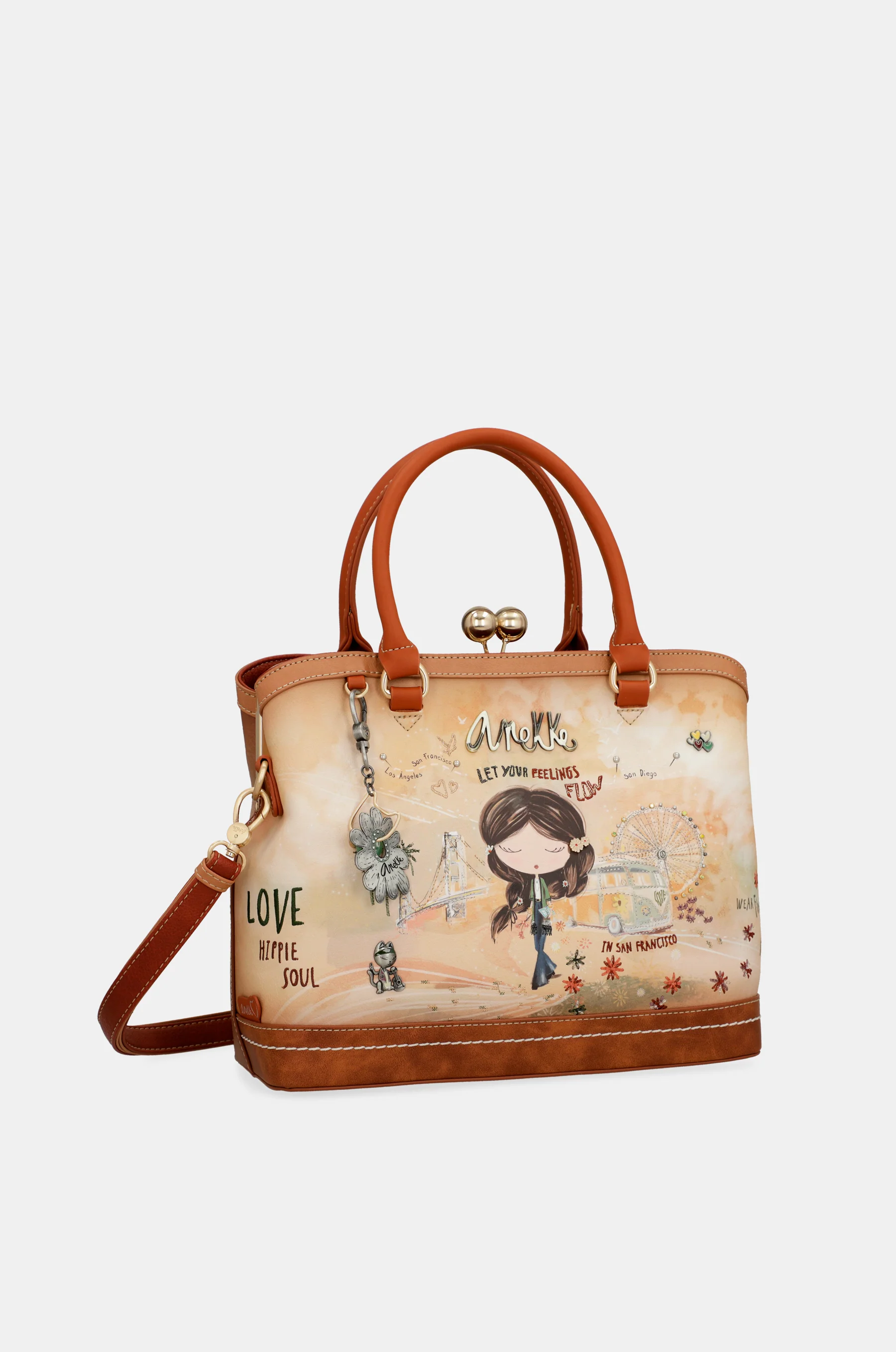 Peace & Love camel kiss clasp bag - Image 7