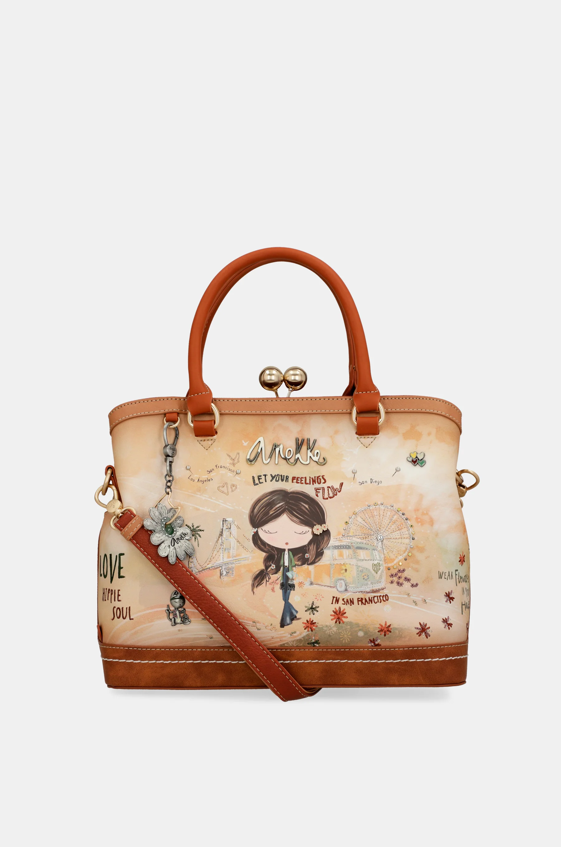 Peace & Love camel kiss clasp bag - Image 8