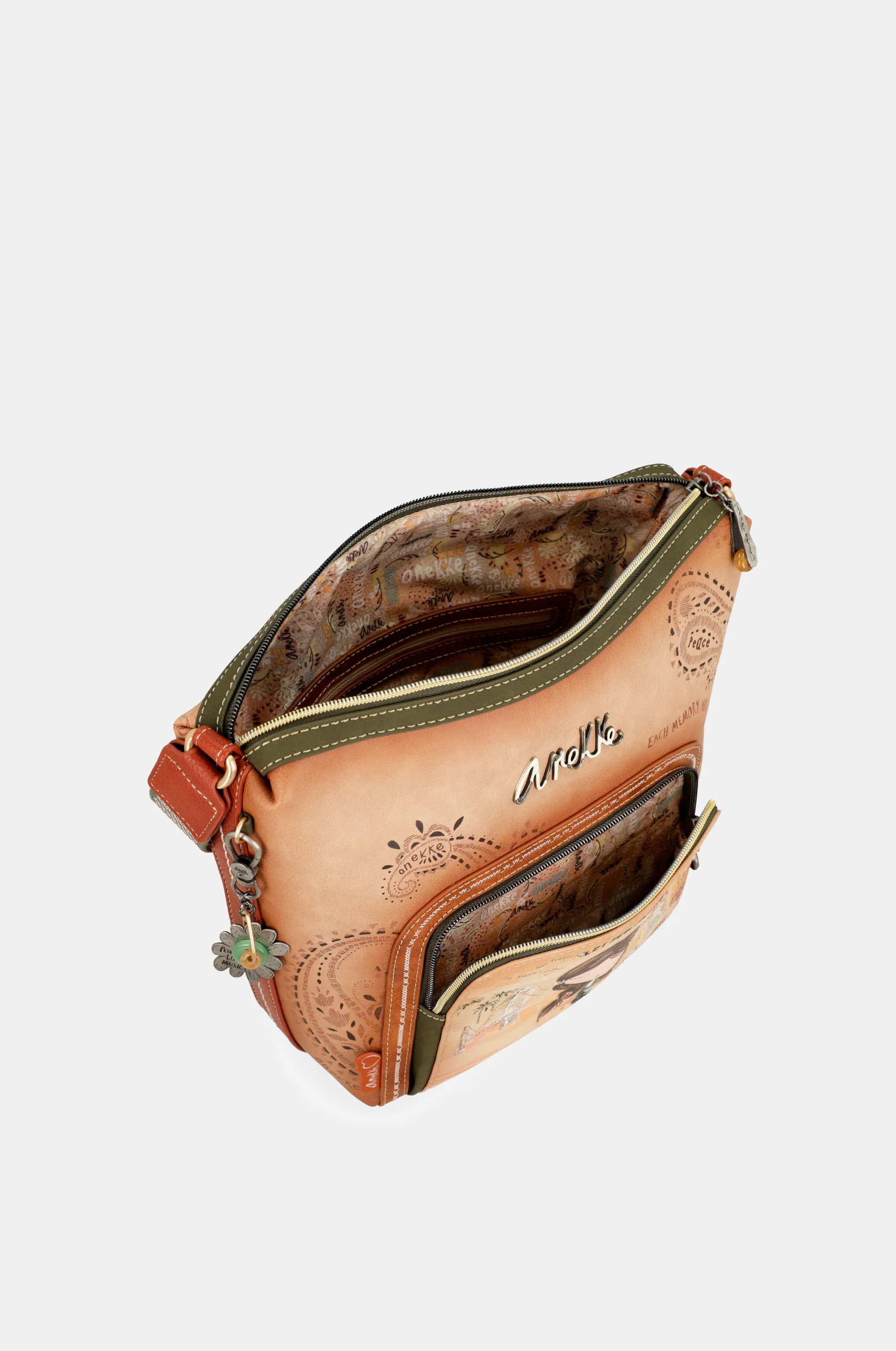 Peace & Love camel large crossbody bag - Image 5