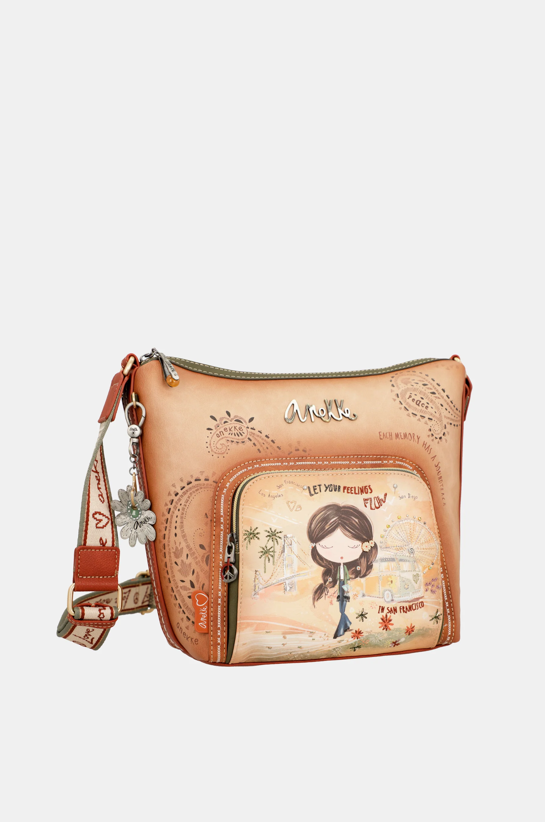 Peace & Love camel large crossbody bag - Image 7