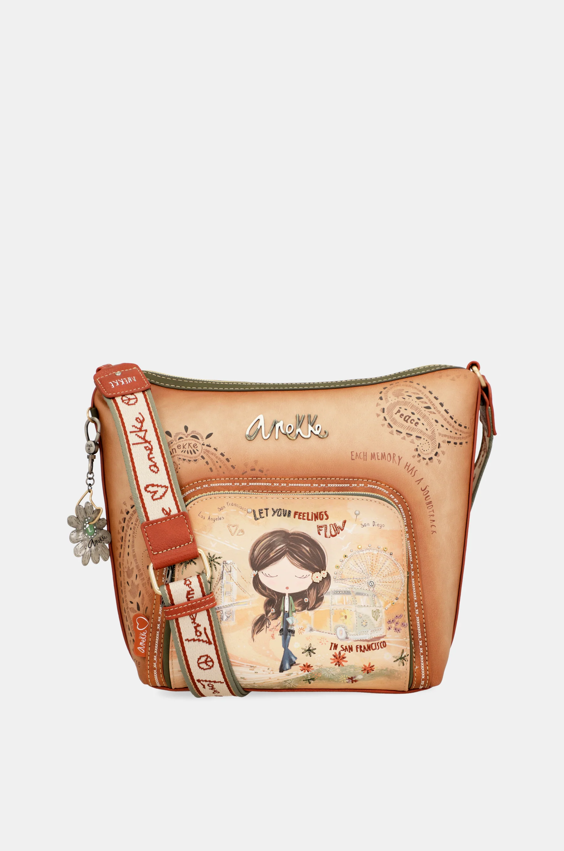 Peace & Love camel large crossbody bag - Image 8