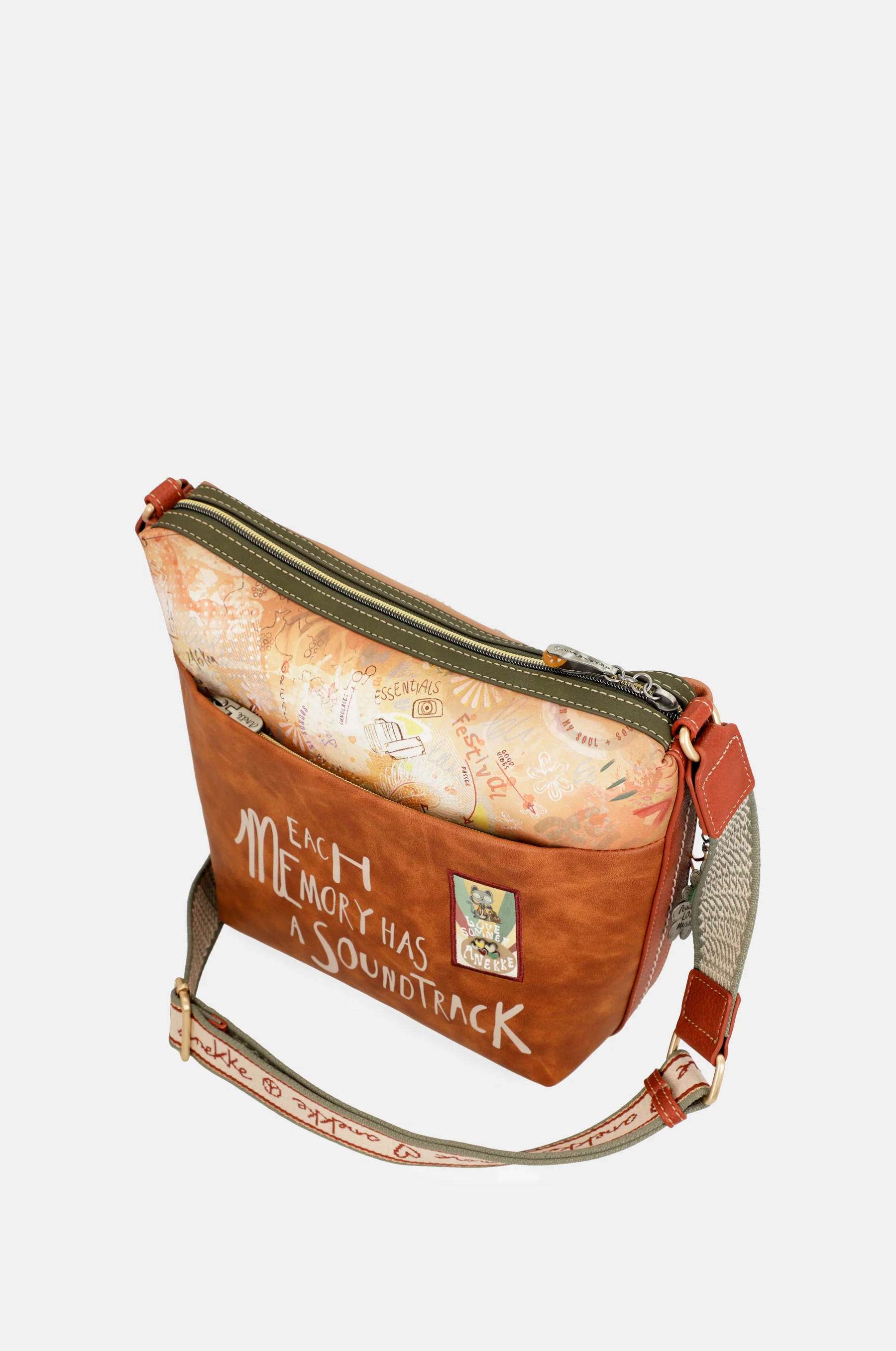 Peace & Love camel large crossbody bag - Image 9