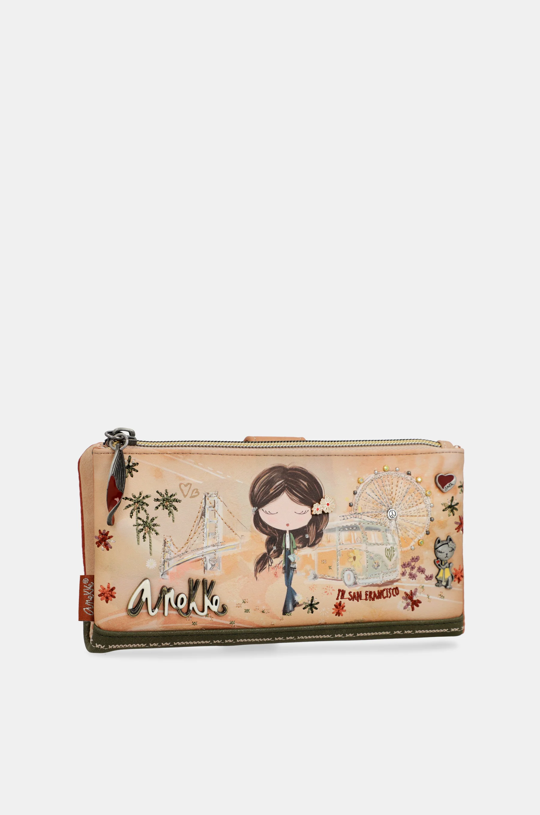 Peace & Love camel large RFID wallet - Image 7