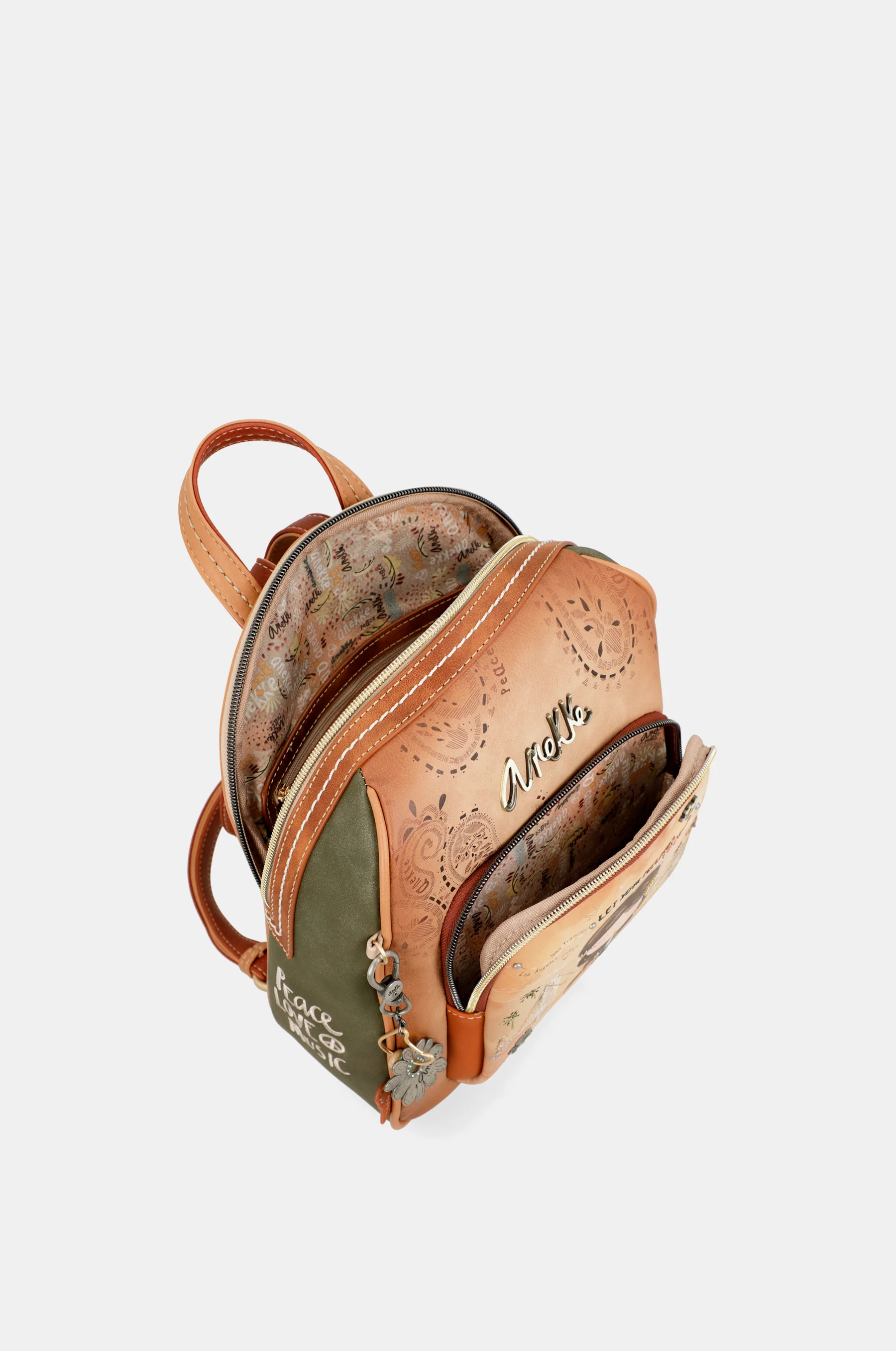 Peace & Love camel medium backpack - Image 4
