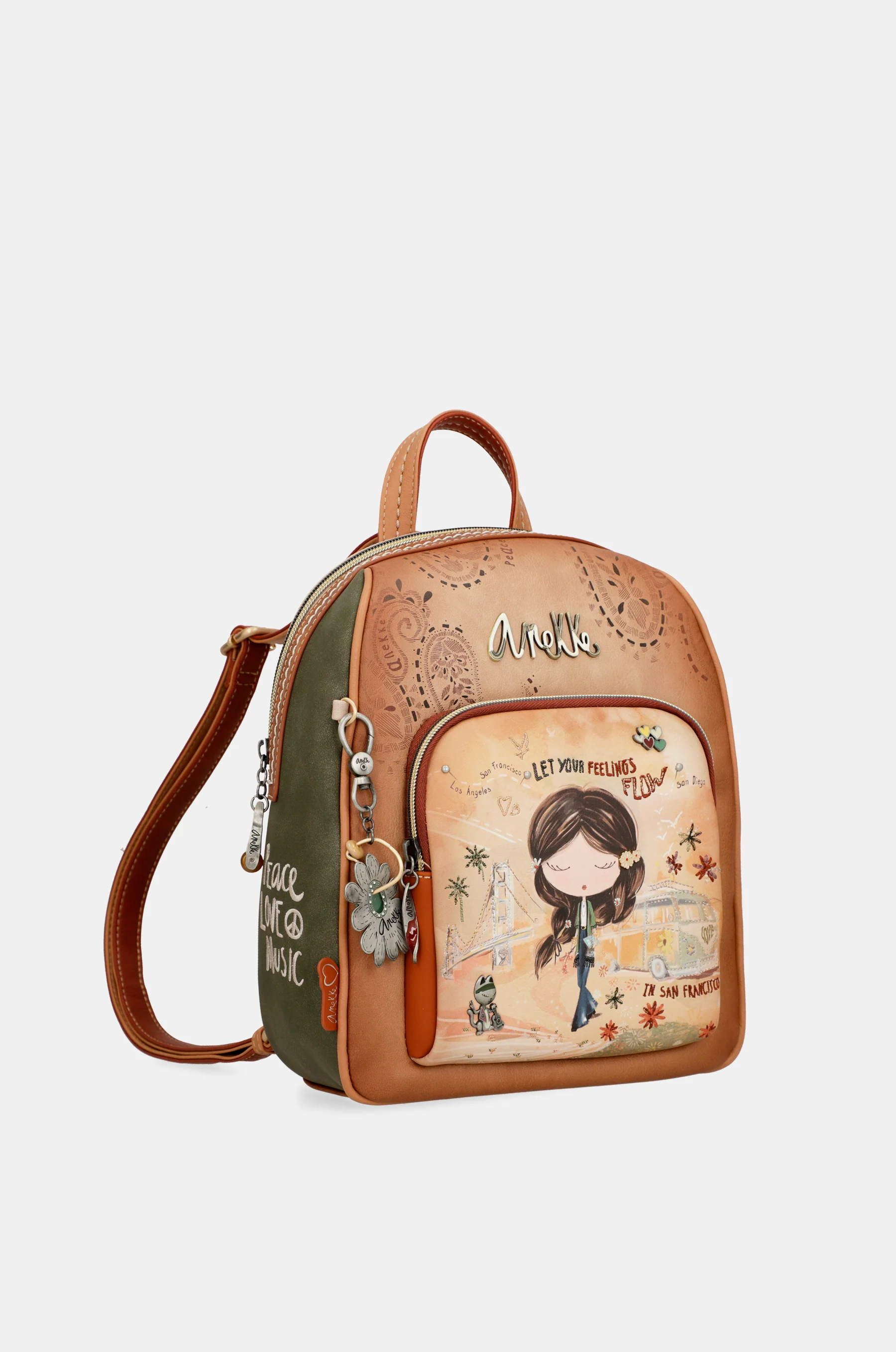 Peace & Love camel medium backpack - Image 5