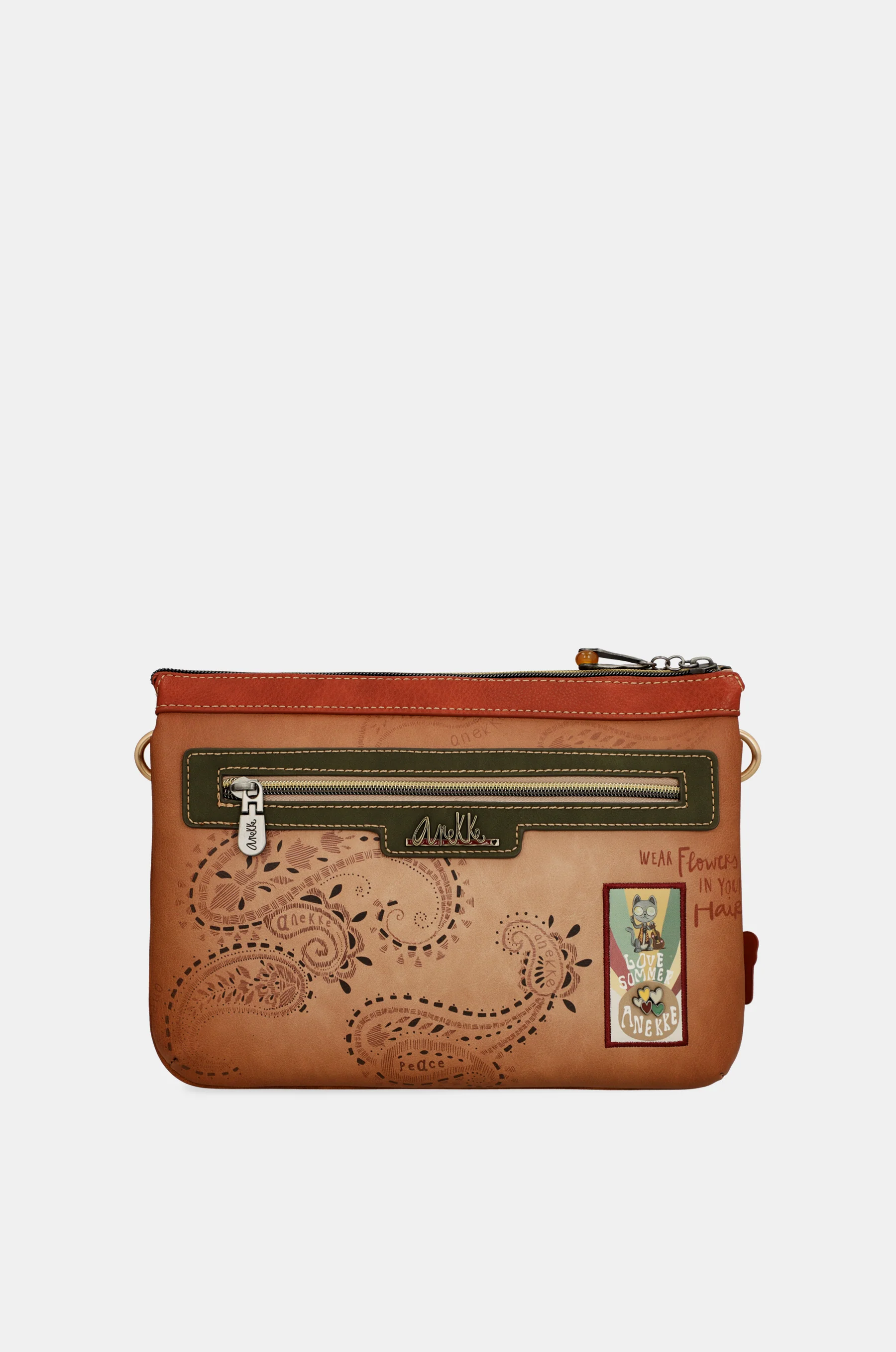 Peace & Love camel print crossbody bag - Image 3