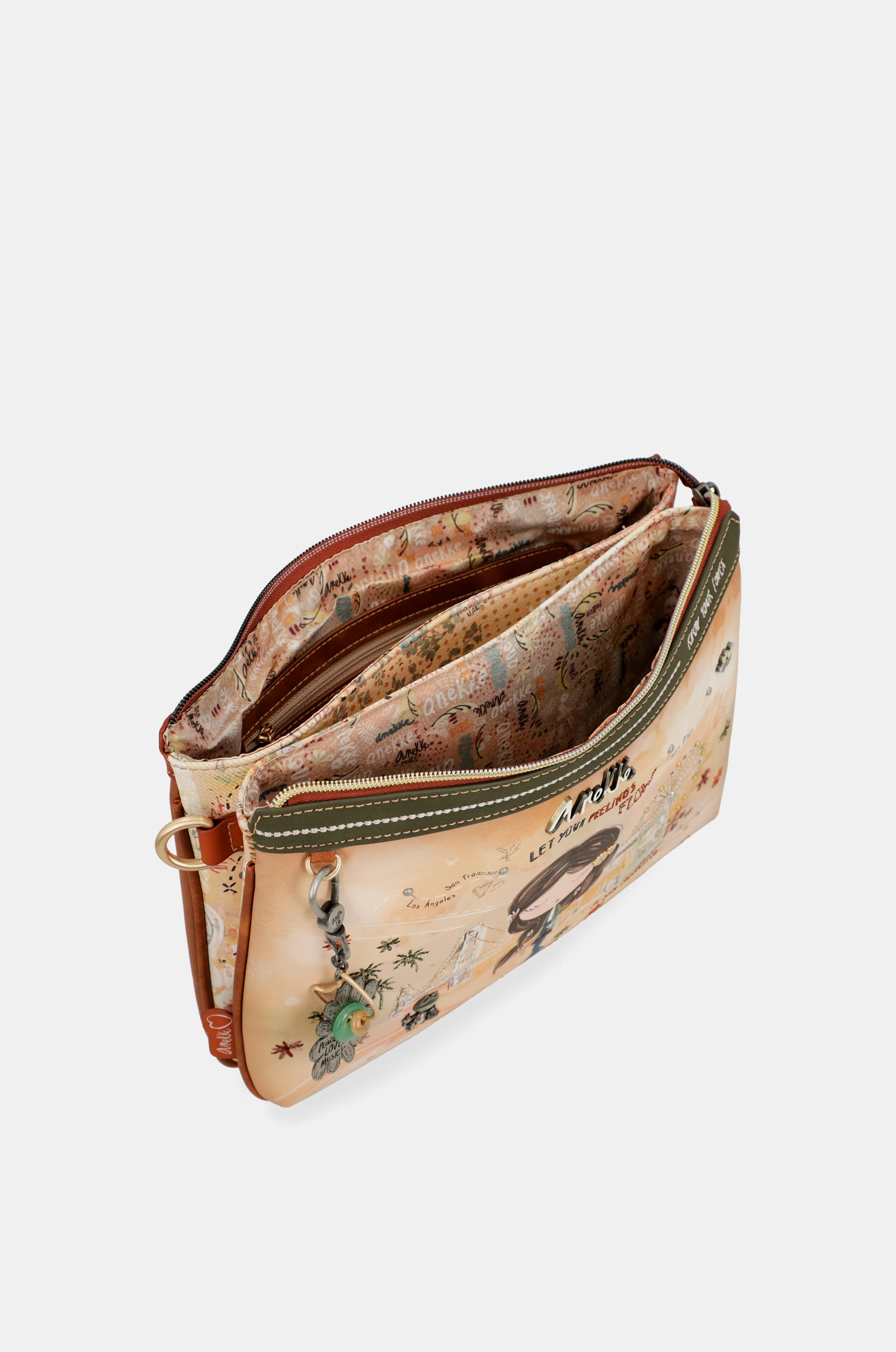 Peace & Love camel print crossbody bag - Image 5