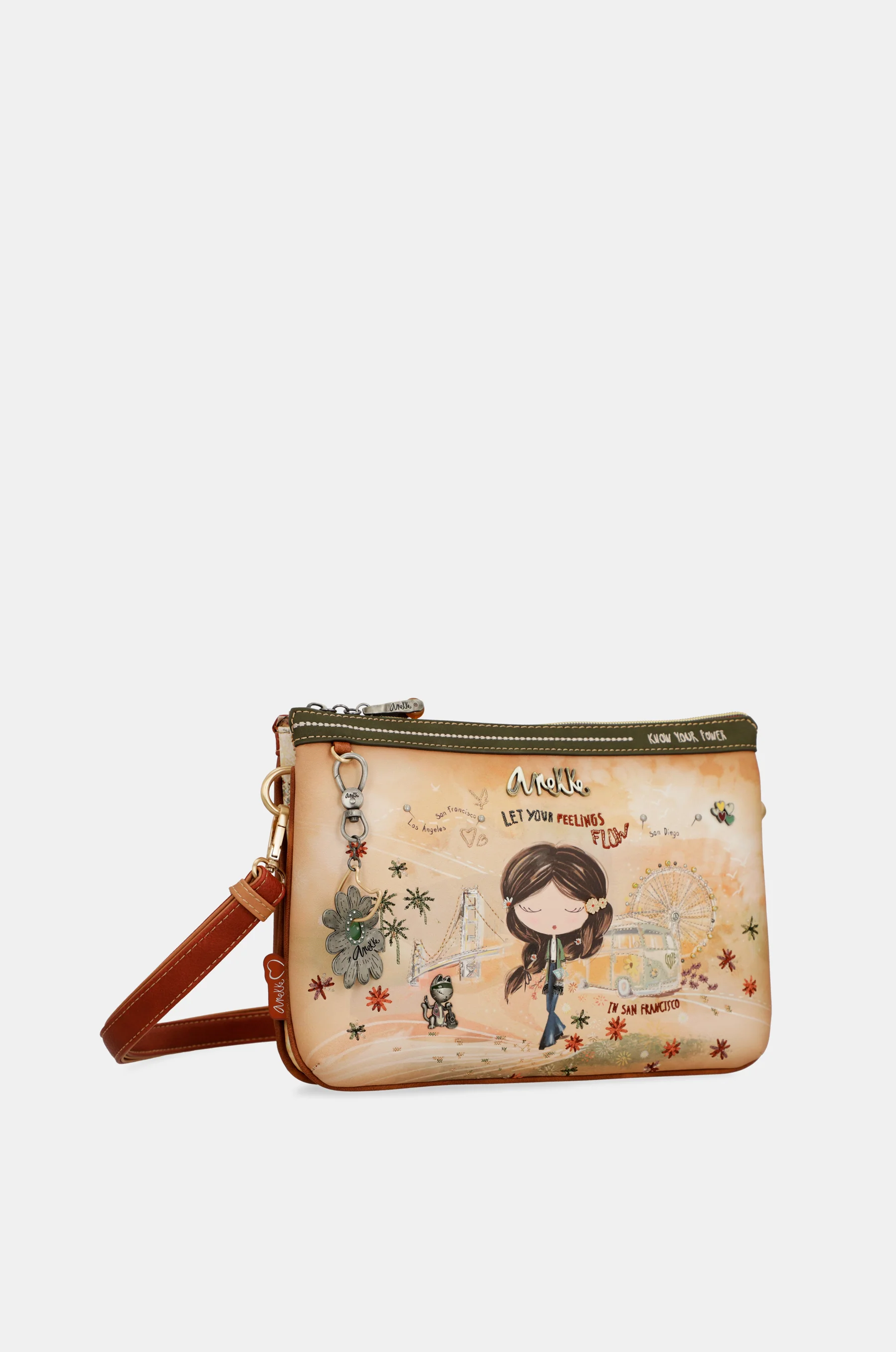 Peace & Love camel print crossbody bag - Image 7