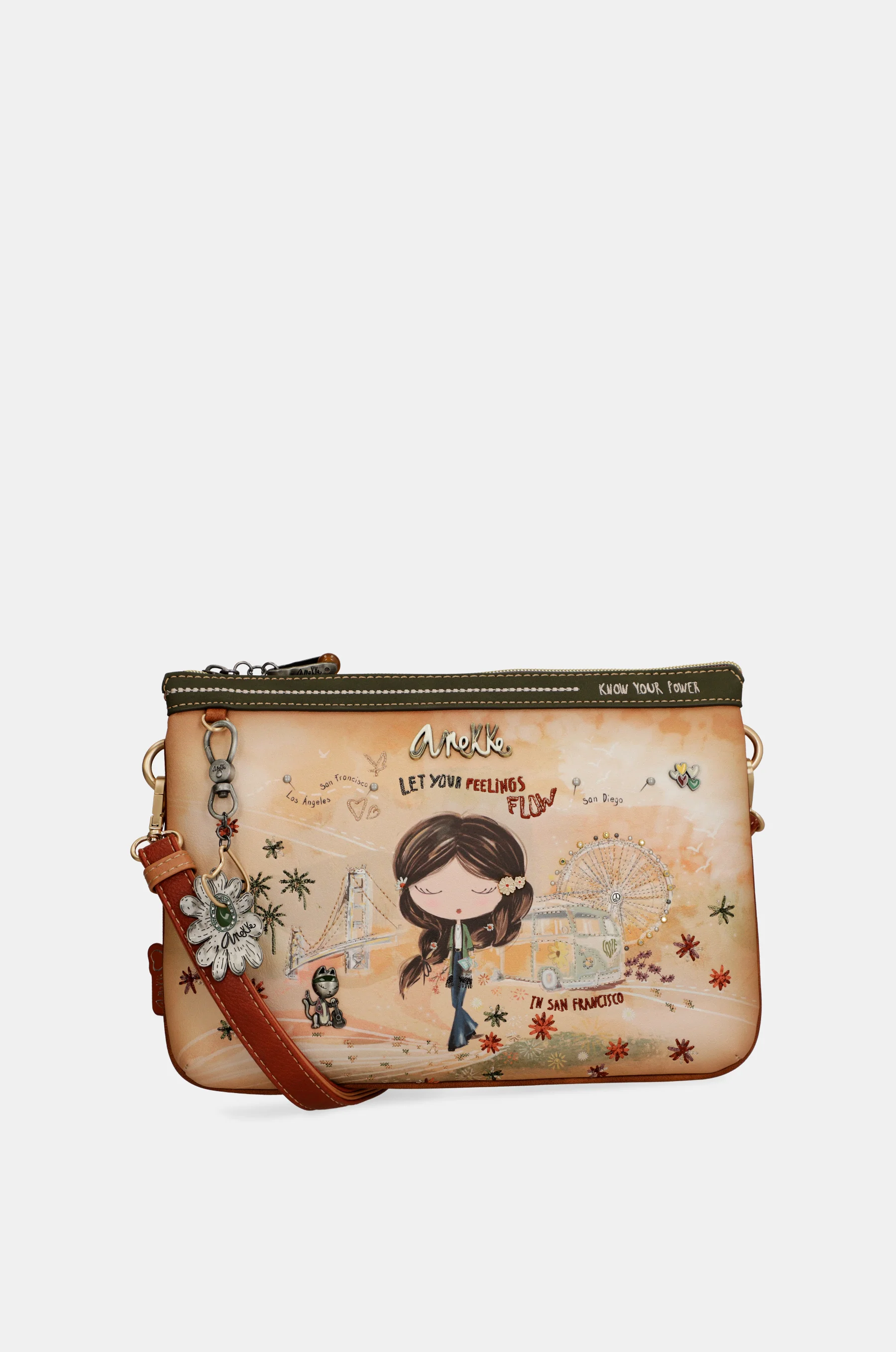 Peace & Love camel print crossbody bag - Image 8